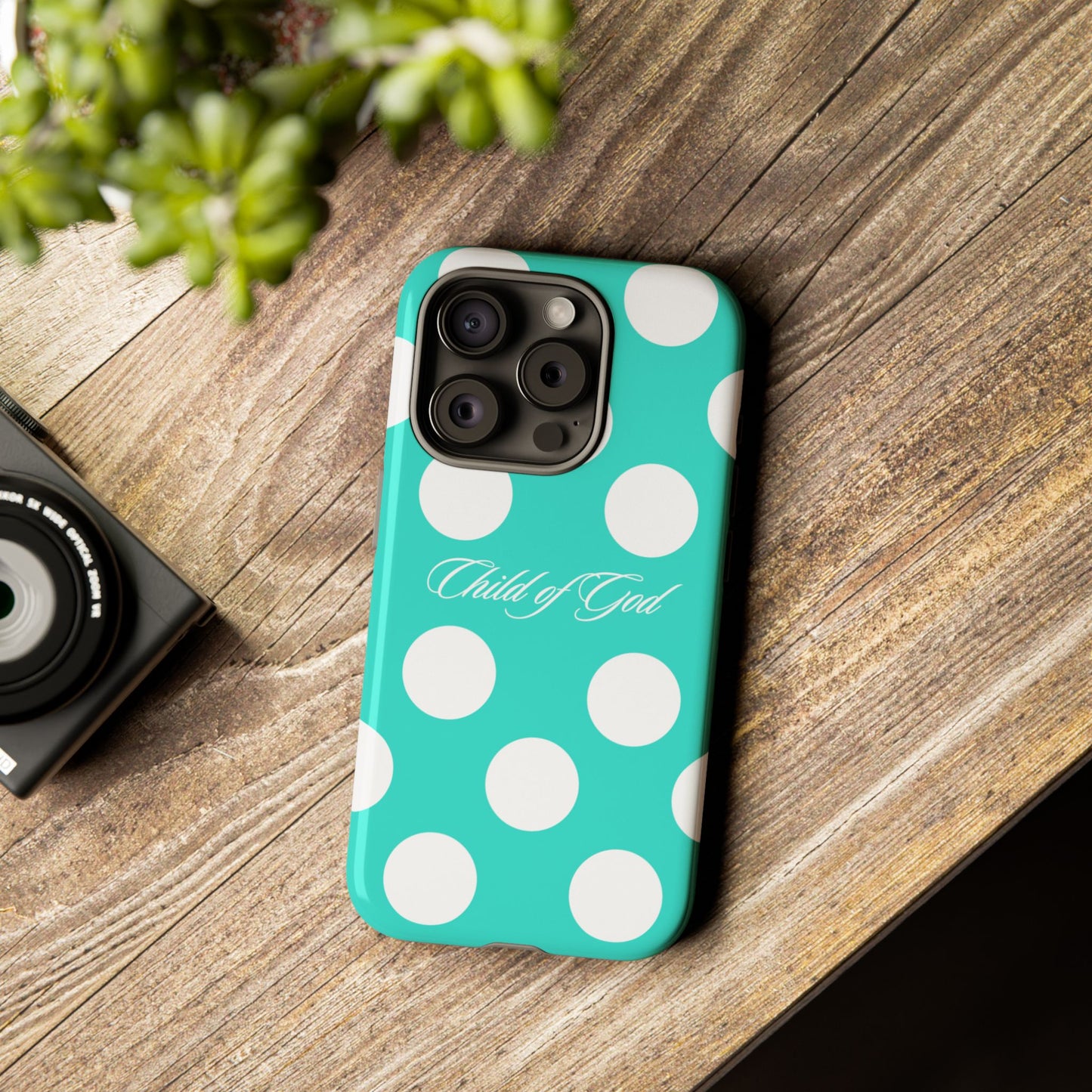 Child of God Turquoise Polka Dot Phone Case