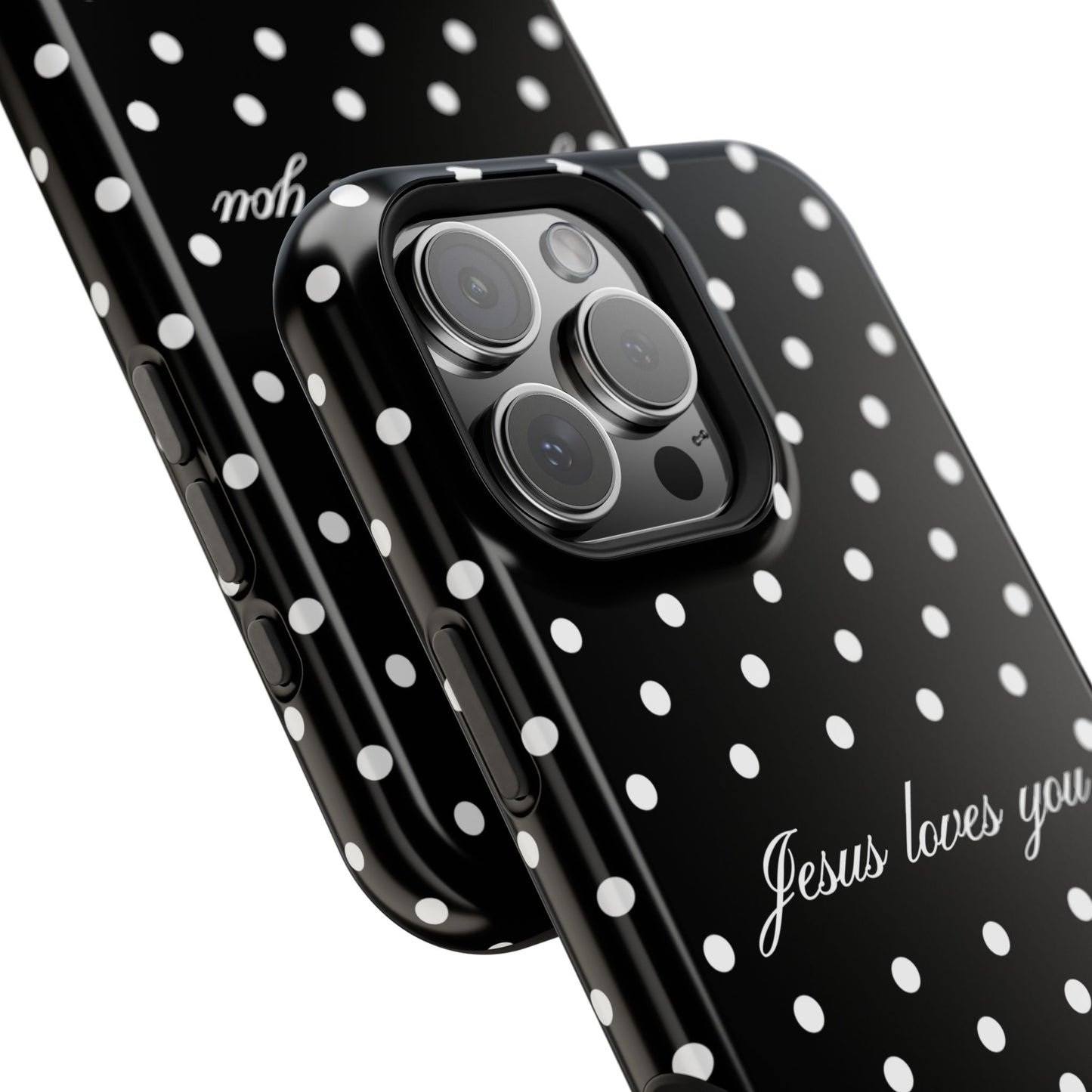 Jesus loves you Black Polka Dot Phone Case MagSafe