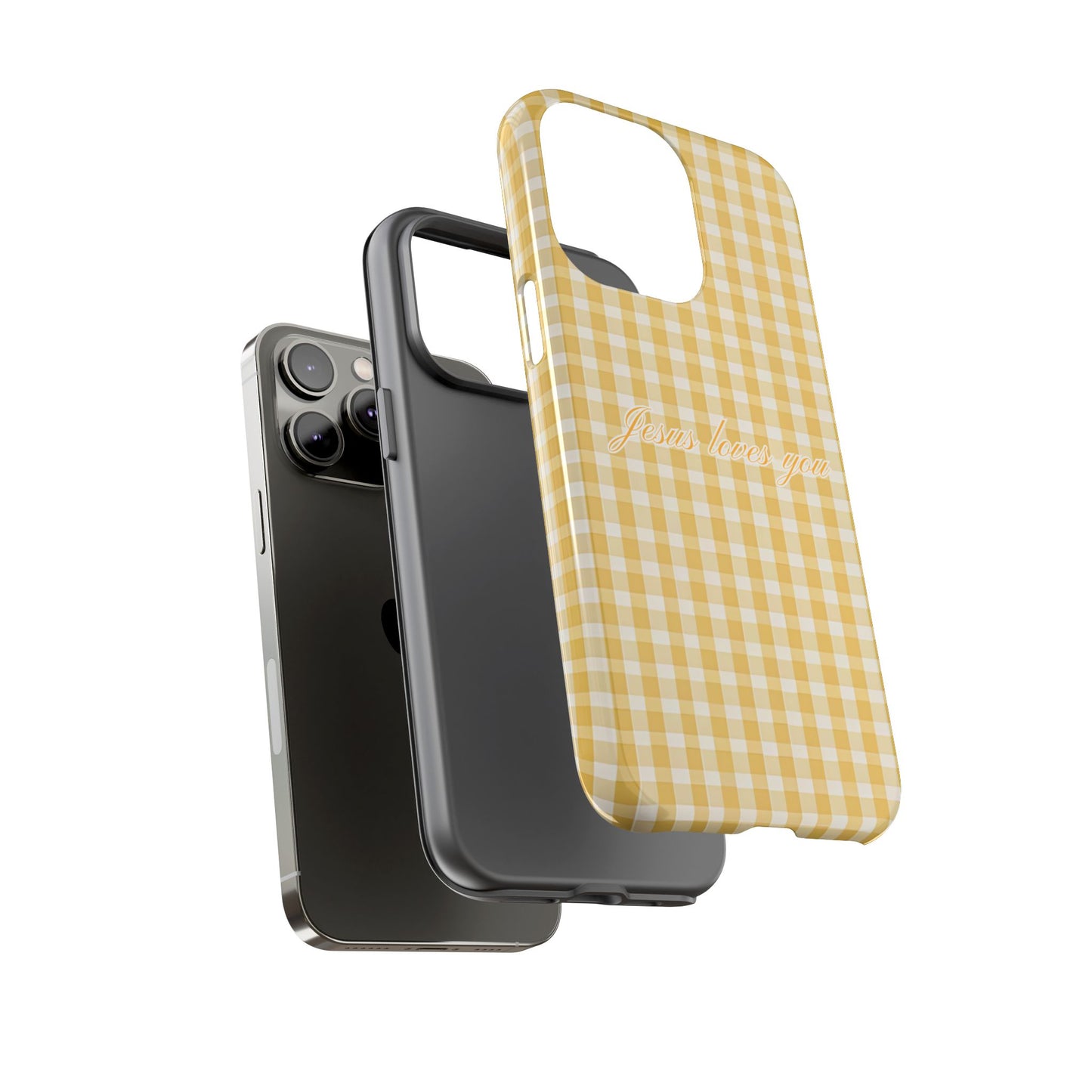 Jesus loves you Yellow Gingham Phone Case
