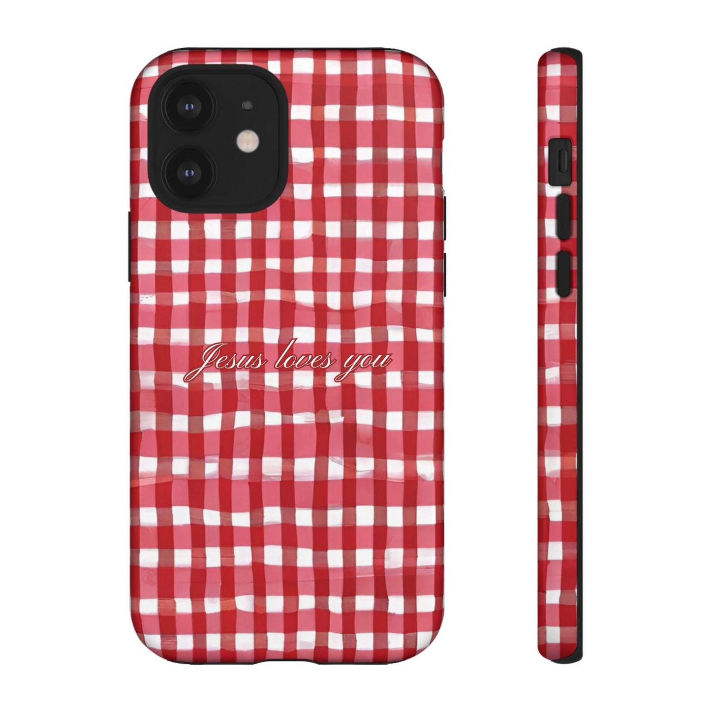 Jesus loves you Gingham phone case
