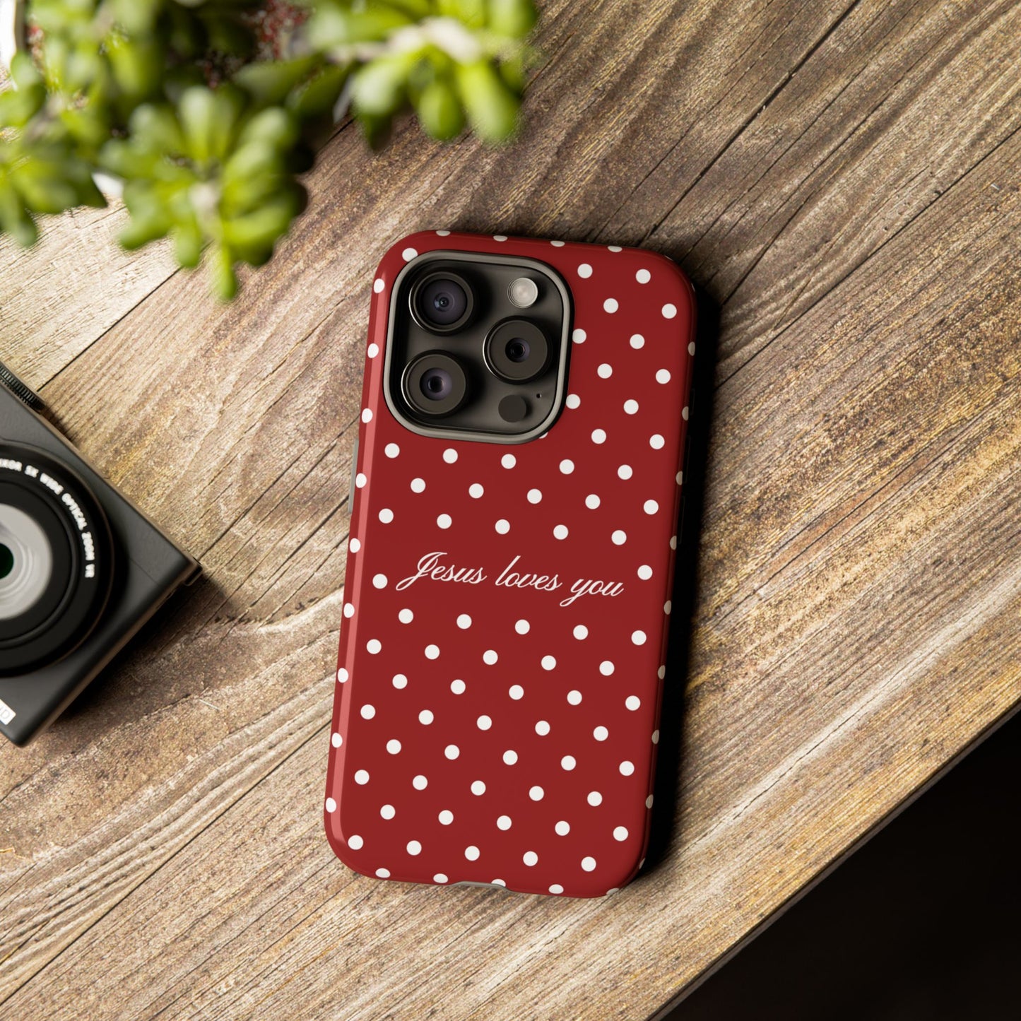 Jesus loves you Red Polka Dot Phone Case