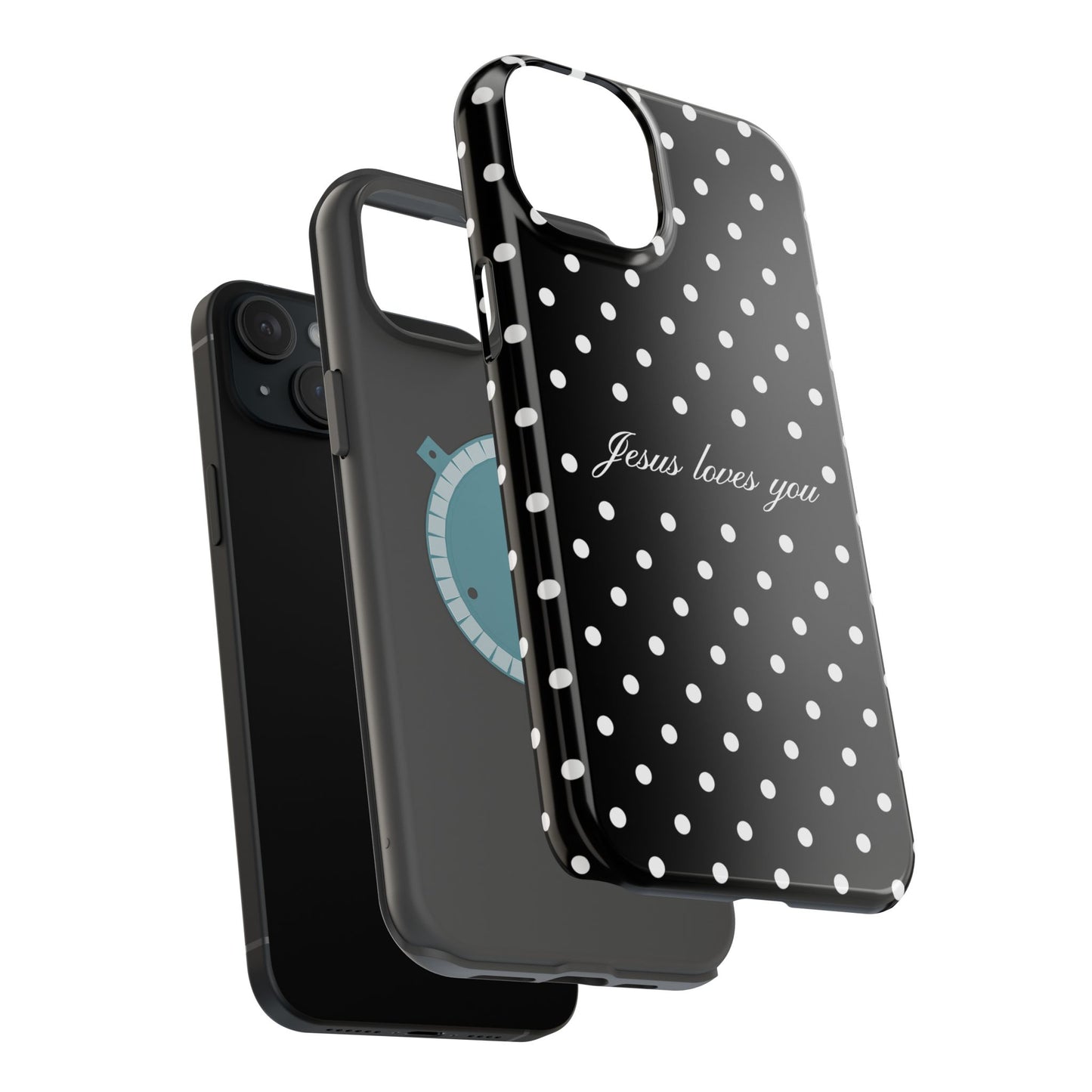 Jesus loves you Black Polka Dot Phone Case MagSafe