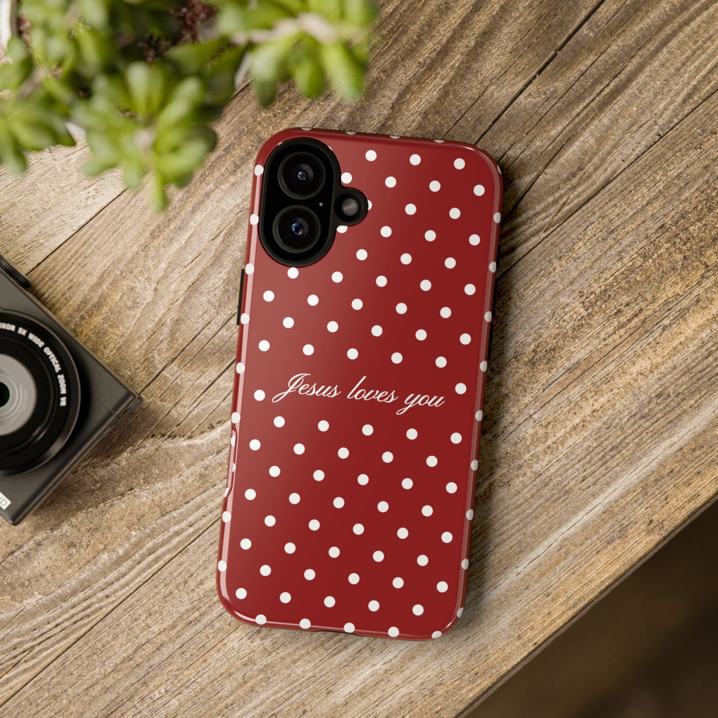 Jesus loves you Red Polka Dot Phone Case