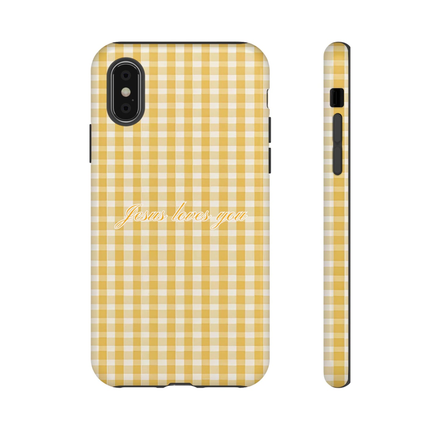 Jesus loves you Yellow Gingham Phone Case
