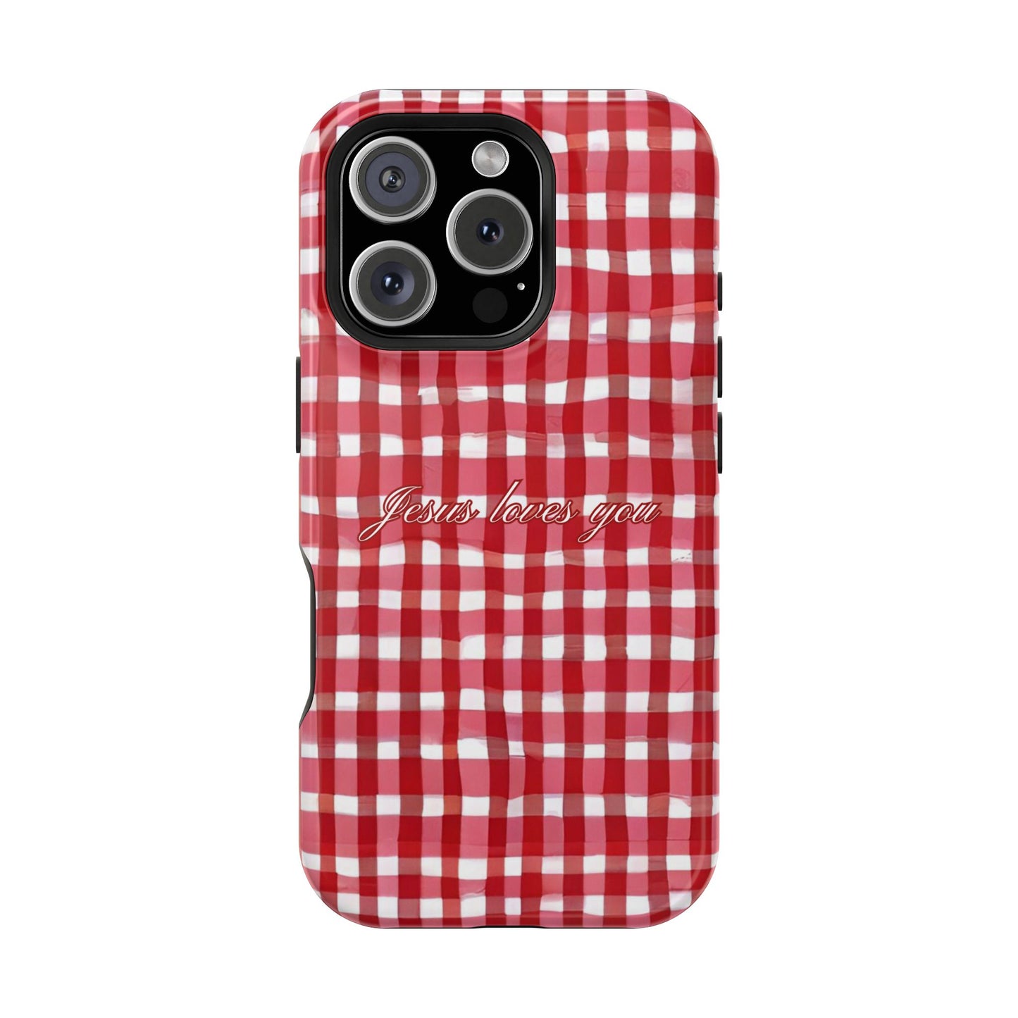 Jesus loves you Gingham MagSafe Phone Case
