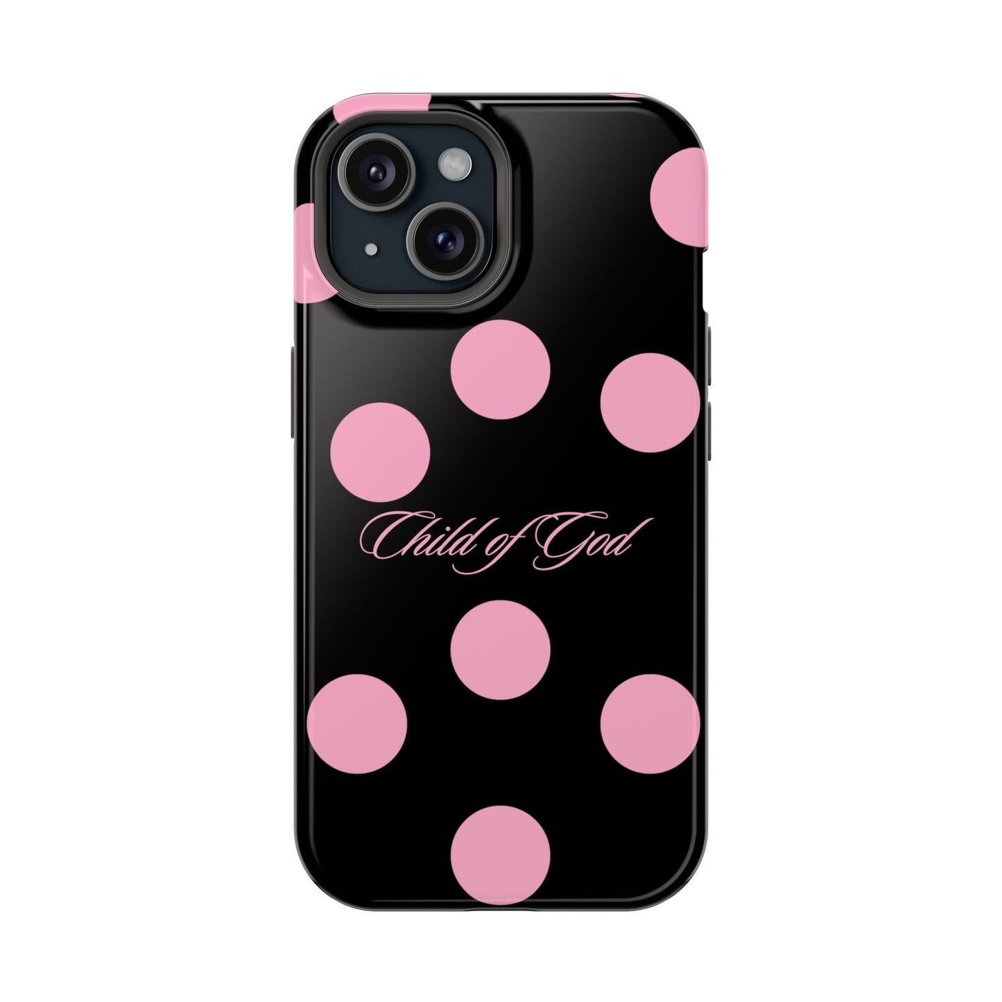 Child of God Pink and Black Polka Dot MagSafe Phone Case