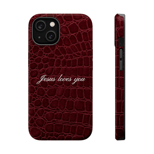Jesus loves you Burgundy Croc MagSafe Phone Case
