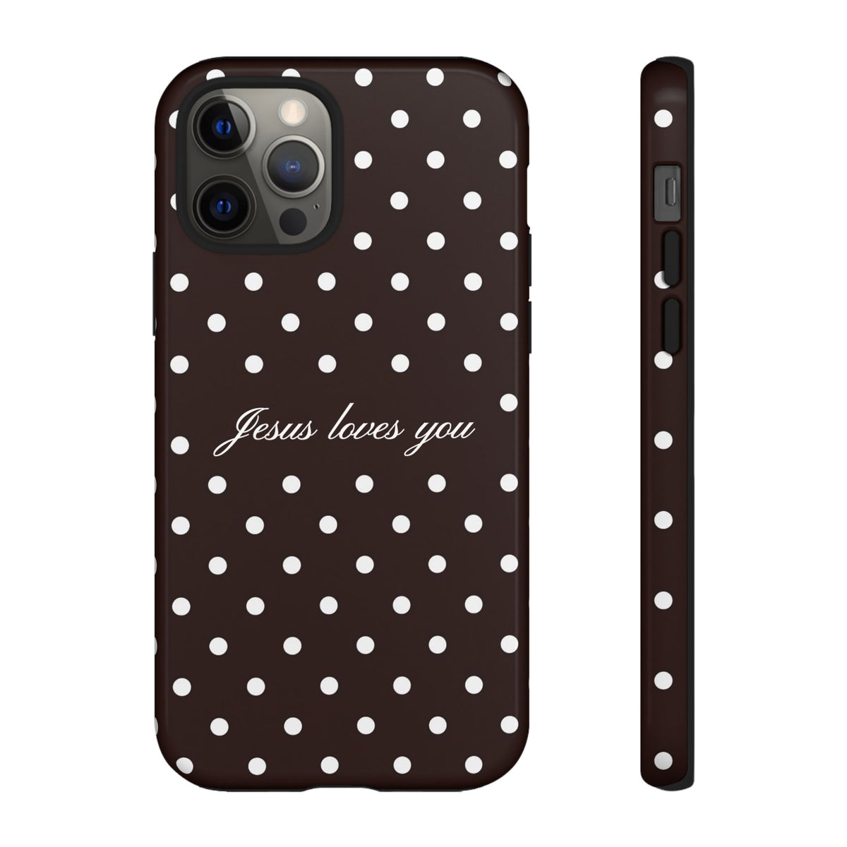 Jesus loves you Espresso Polka Dot Phone Case