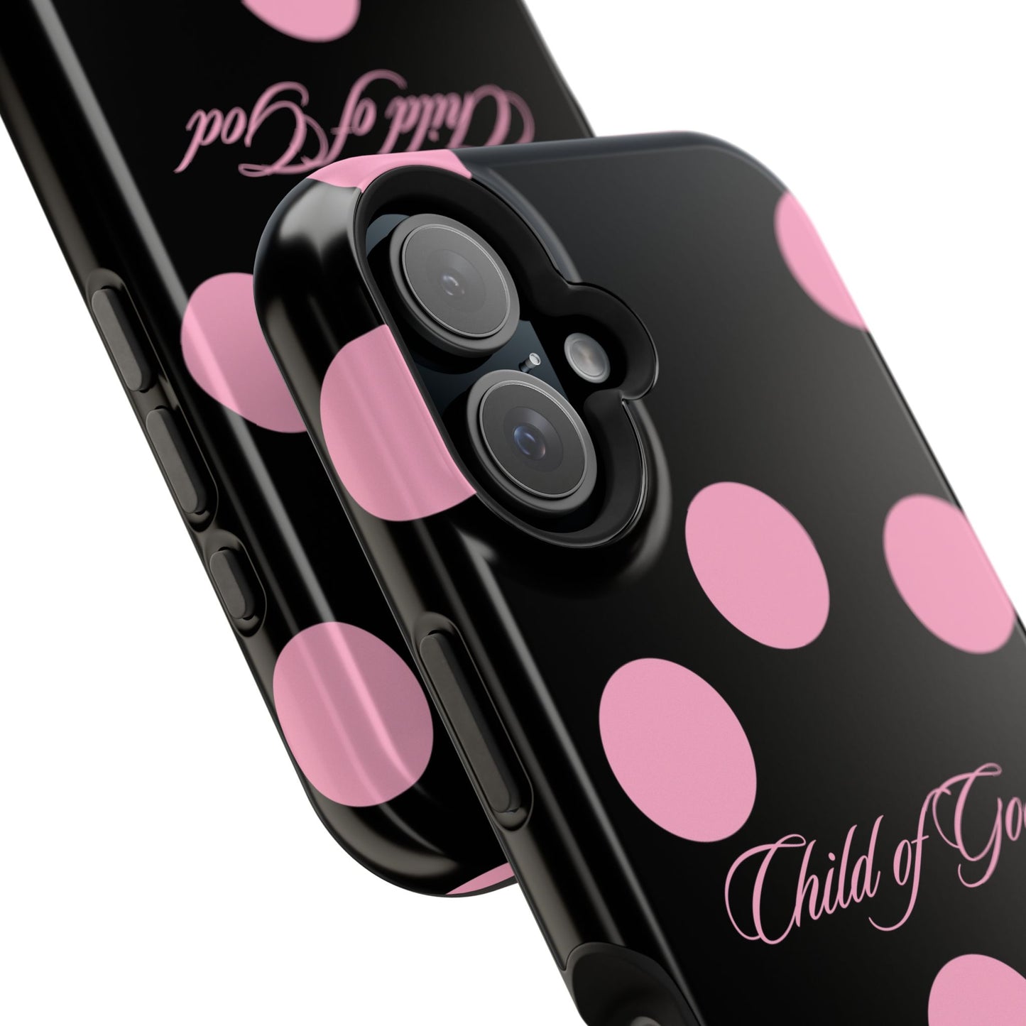 Child of God Pink and Black Polka Dot MagSafe Phone Case