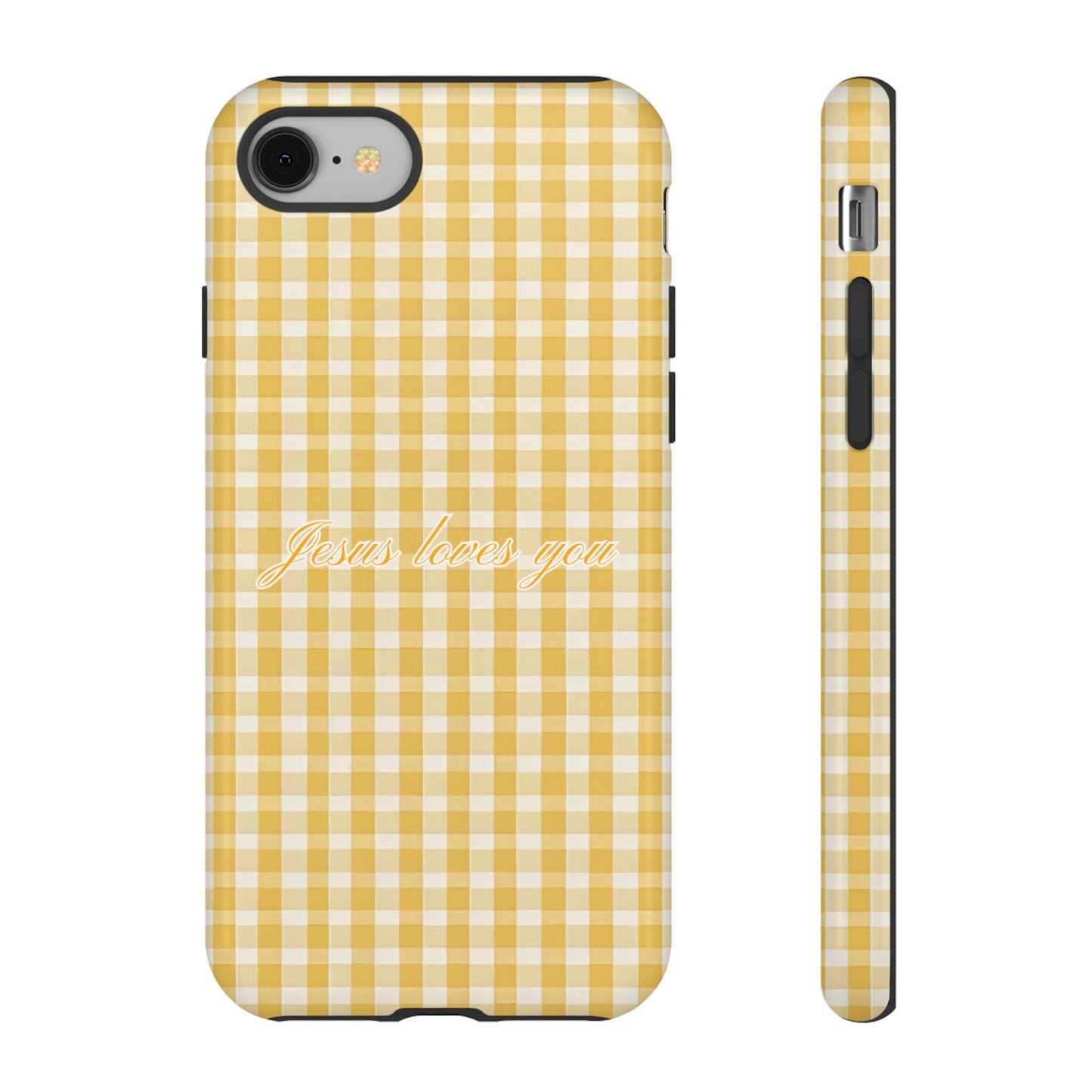Jesus loves you Yellow Gingham Phone Case