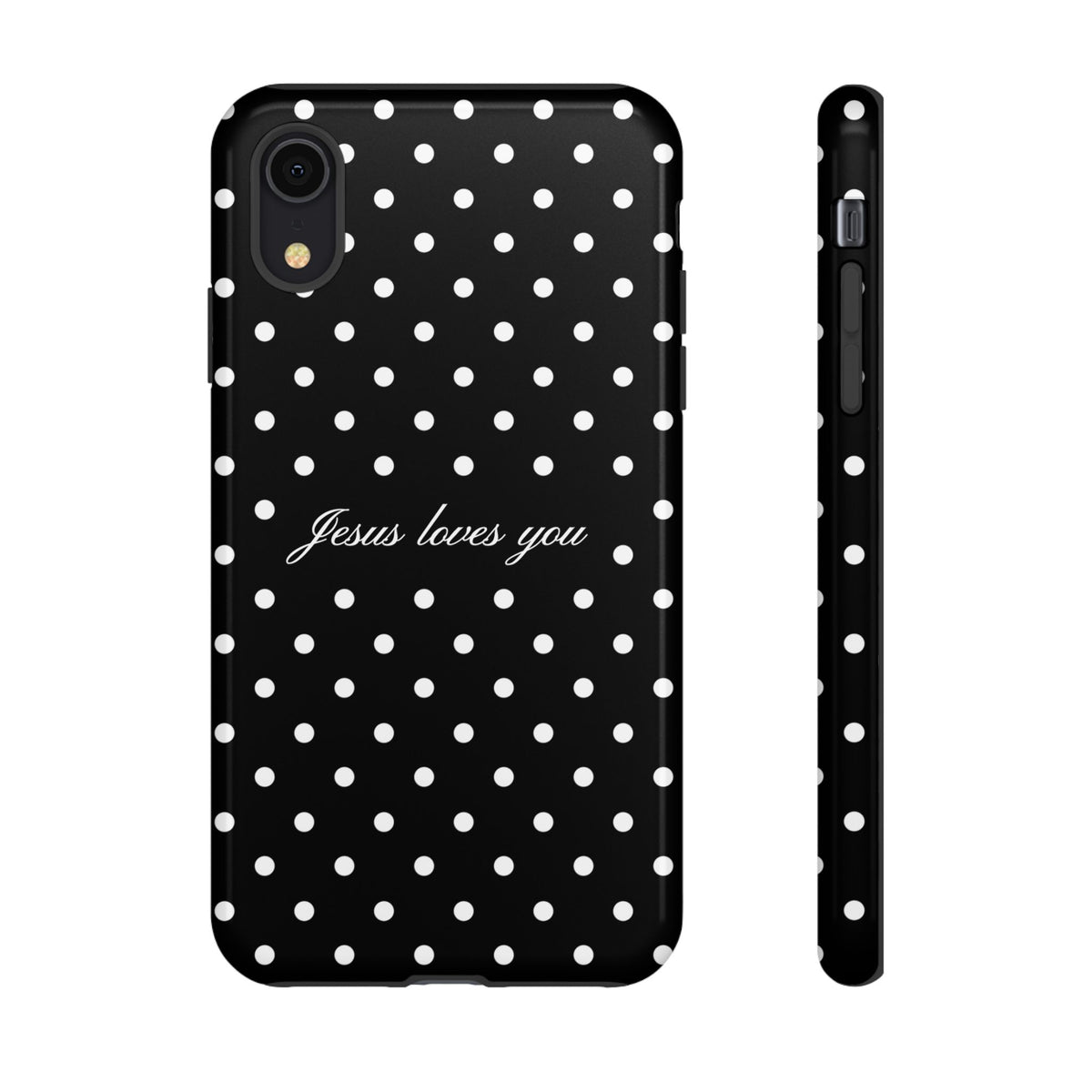 Jesus Loves You Black Polka Dot Phone Case