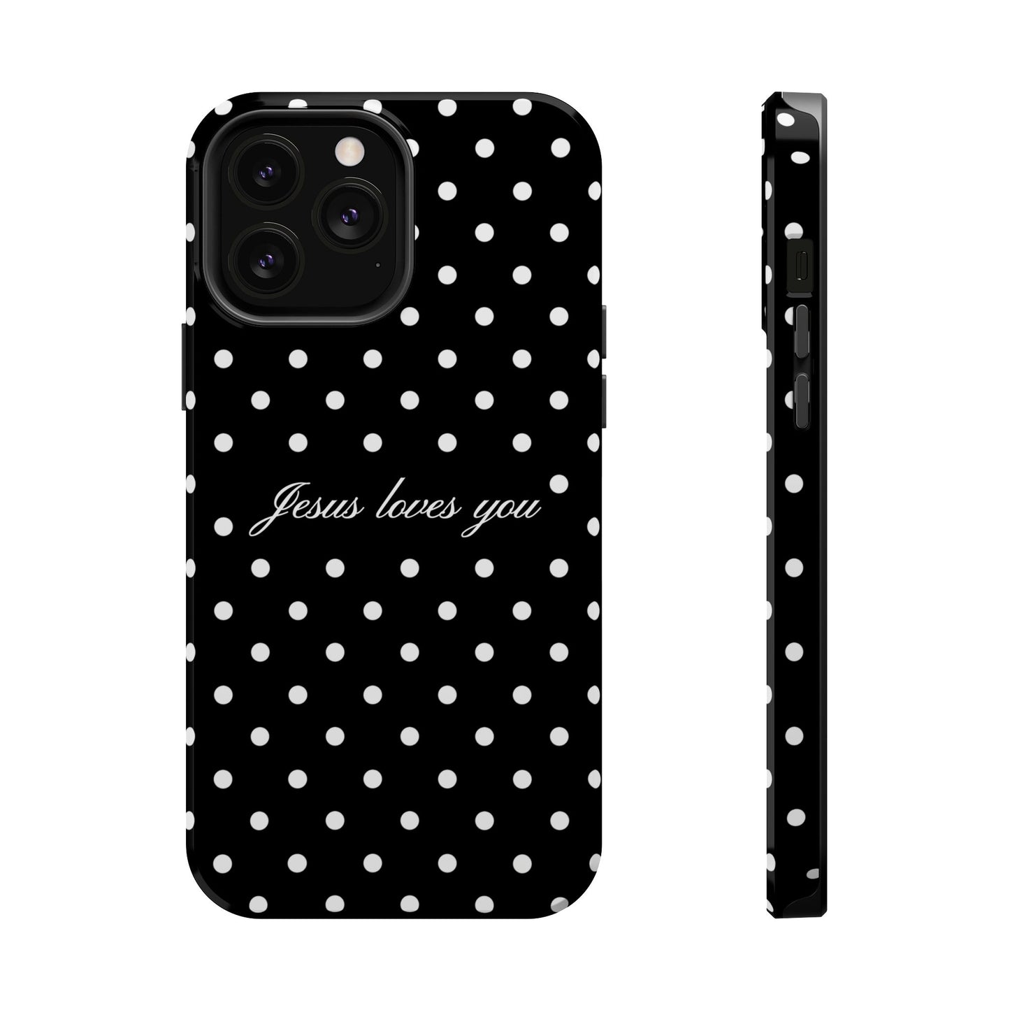 Jesus loves you Black Polka Dot Phone Case MagSafe