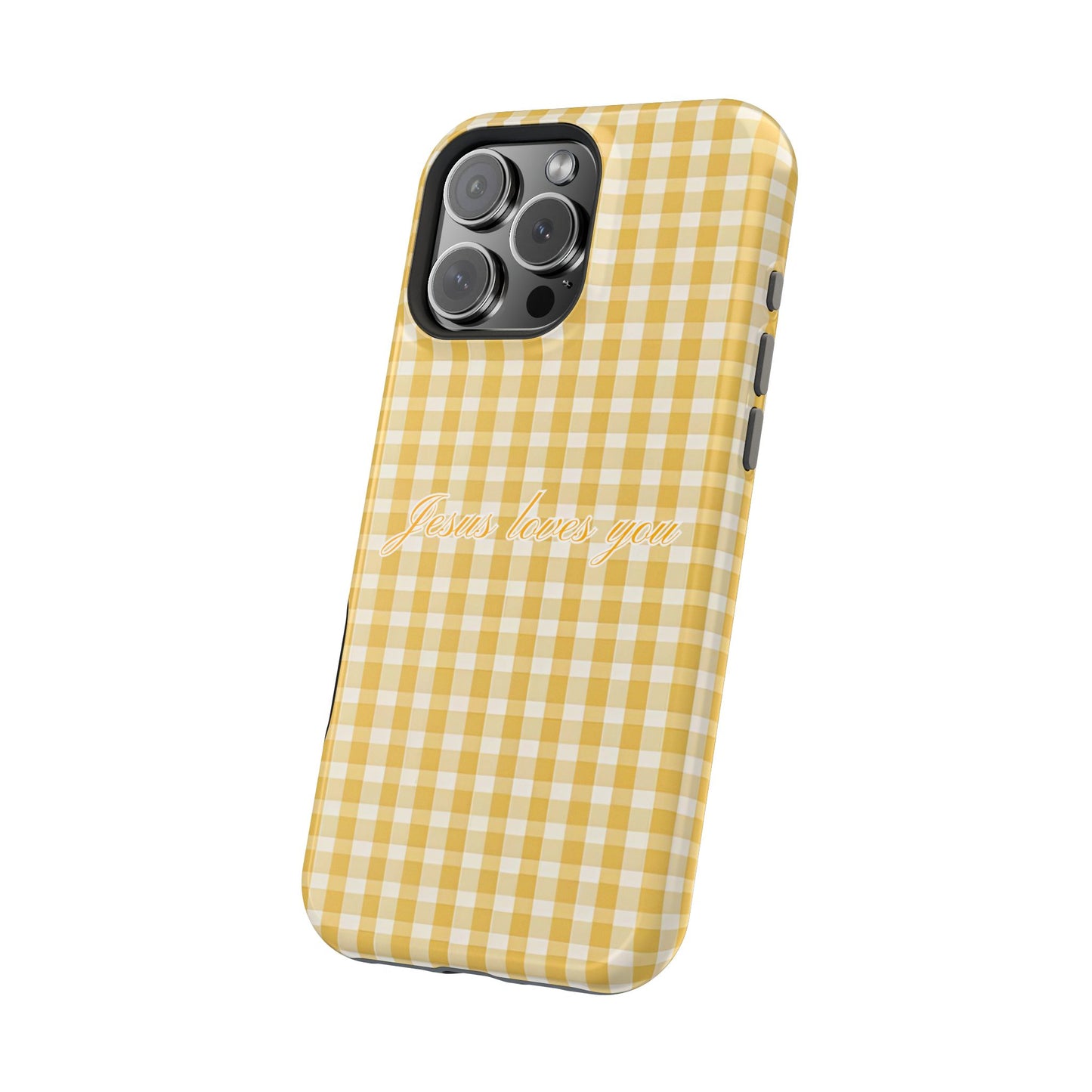 Jesus loves you Gingham Yellow Phone Case MagSafe