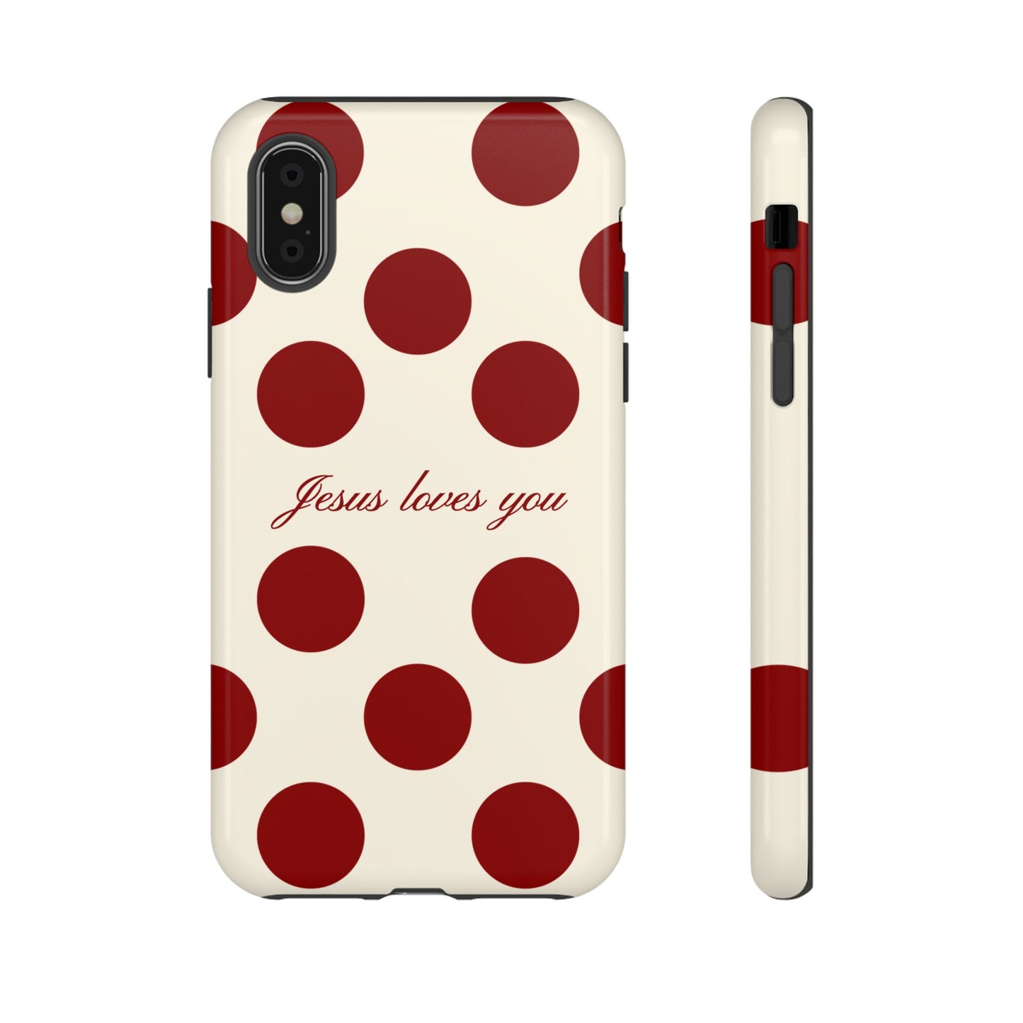 Jesus loves you Red and Créame Phone Case