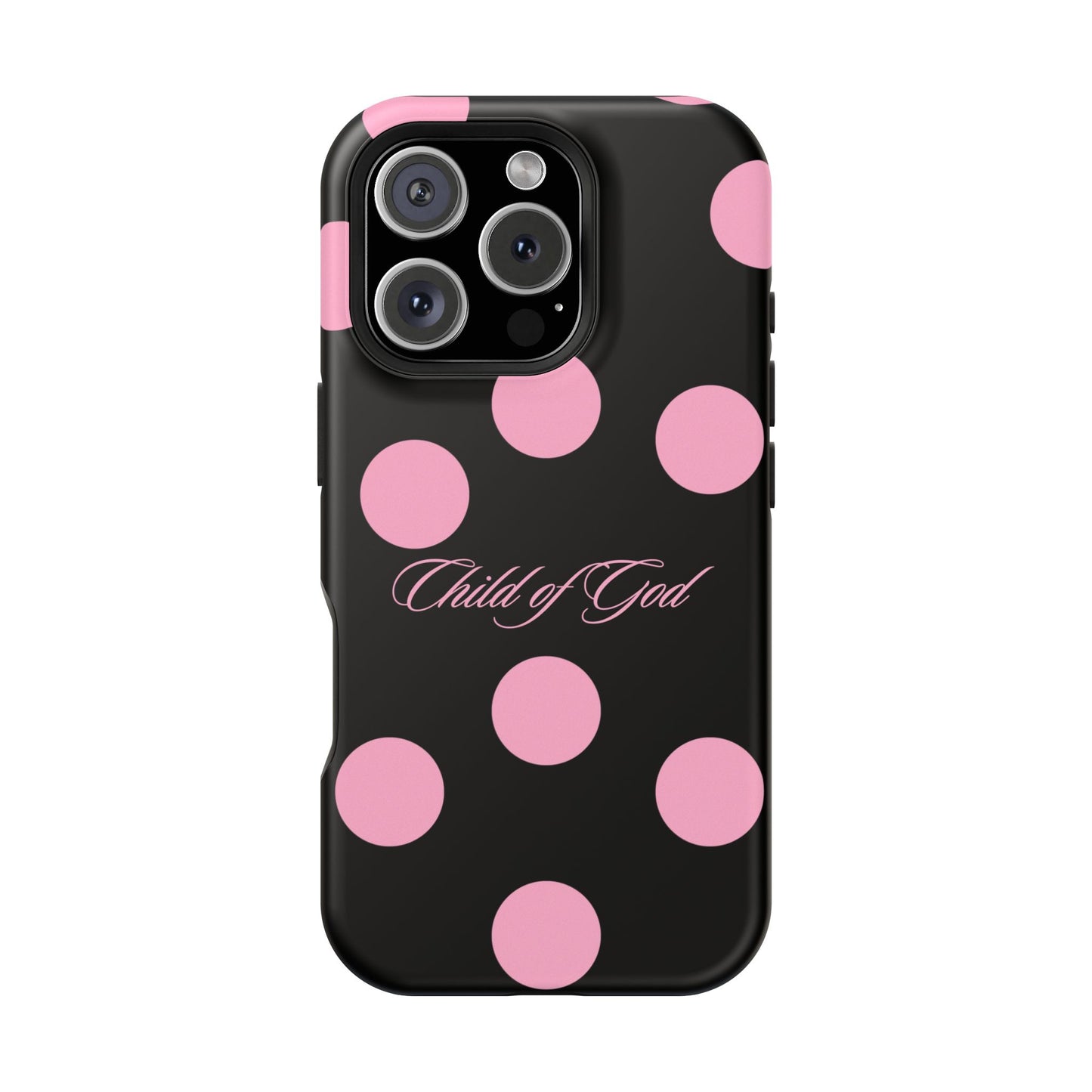 Child of God Pink and Black Polka Dot MagSafe Phone Case