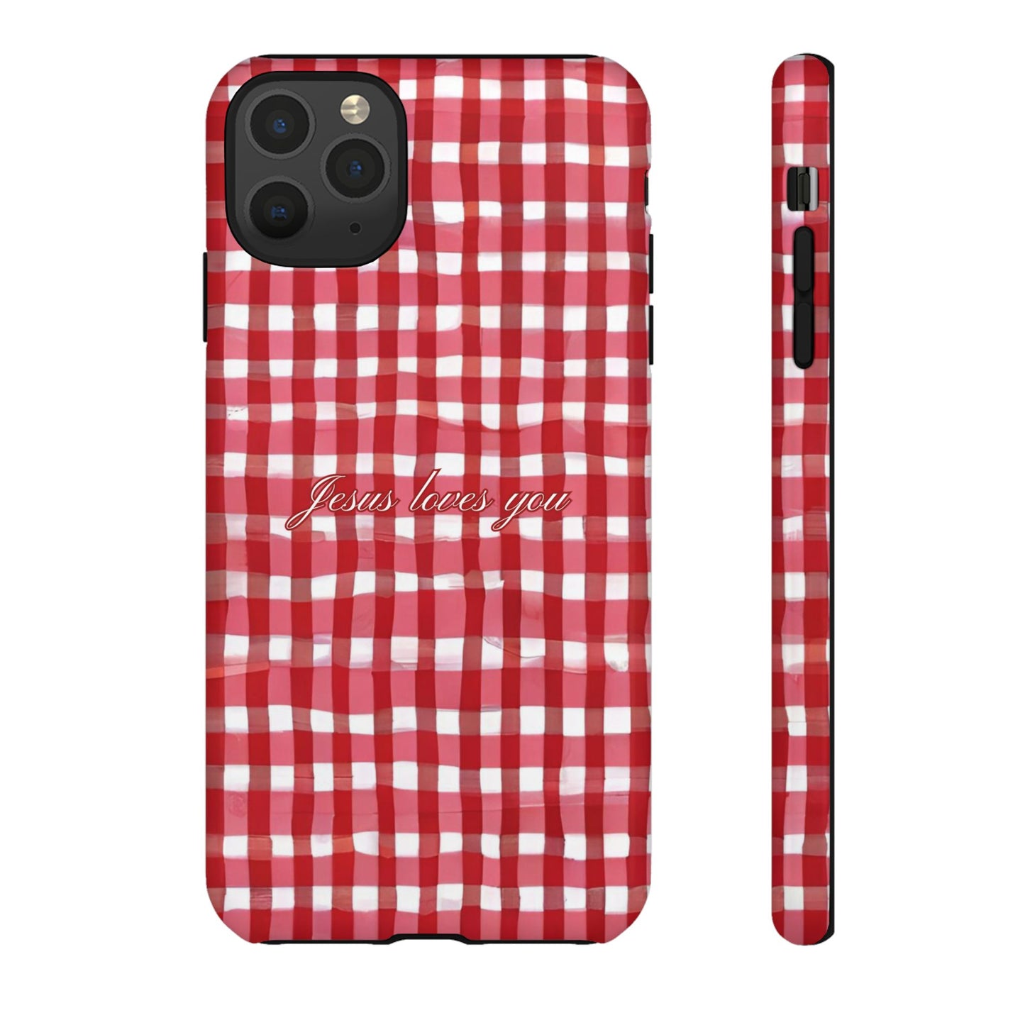 Jesus loves you Gingham phone case