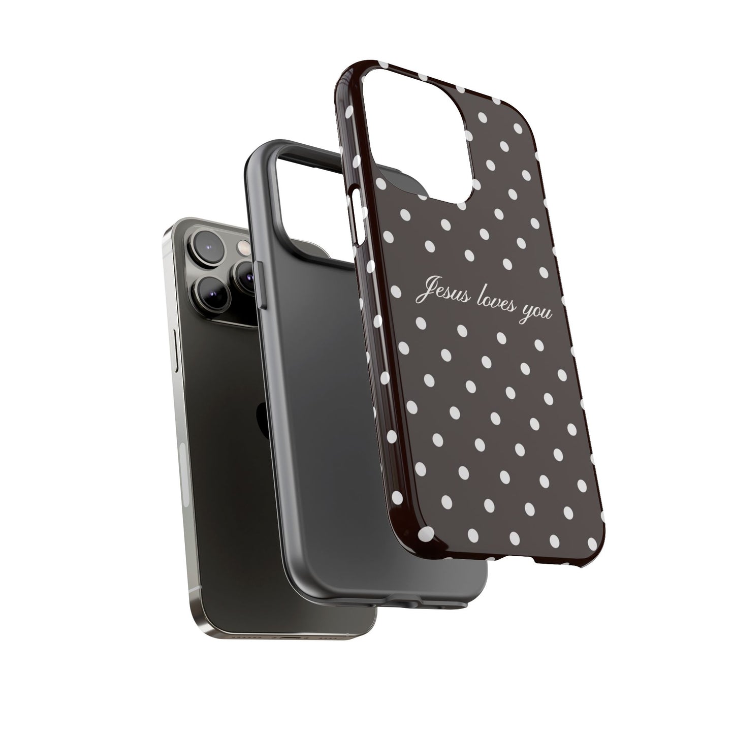 Jesus loves you Espresso Polka Dot Phone Case