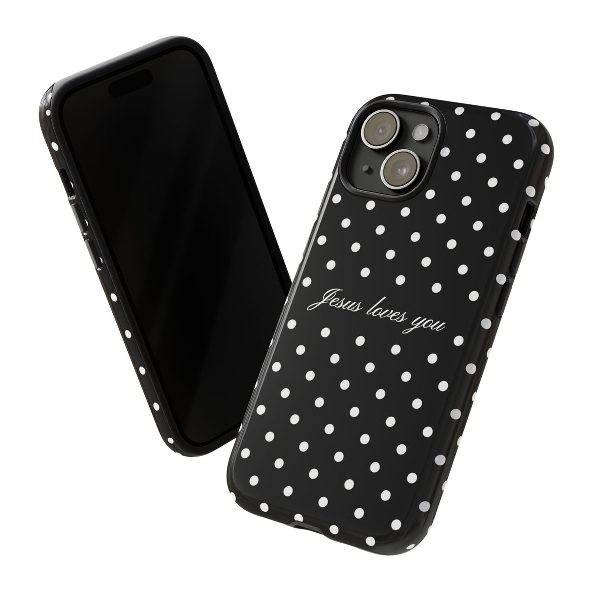 Jesus Loves You Black Polka Dot Phone Case