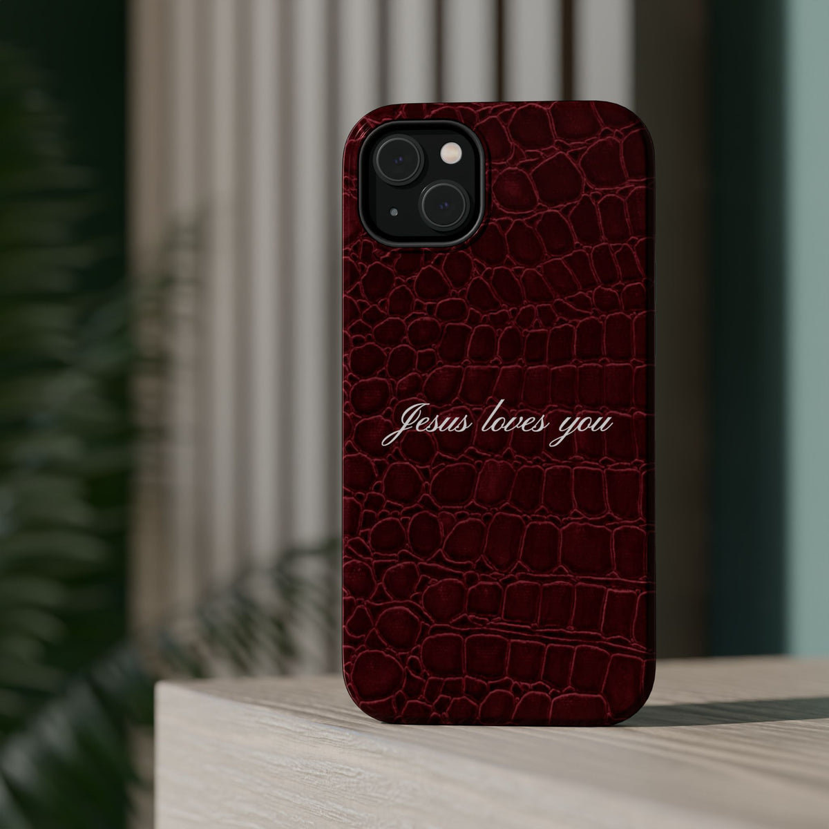 Jesus loves you Burgundy Croc MagSafe Phone Case