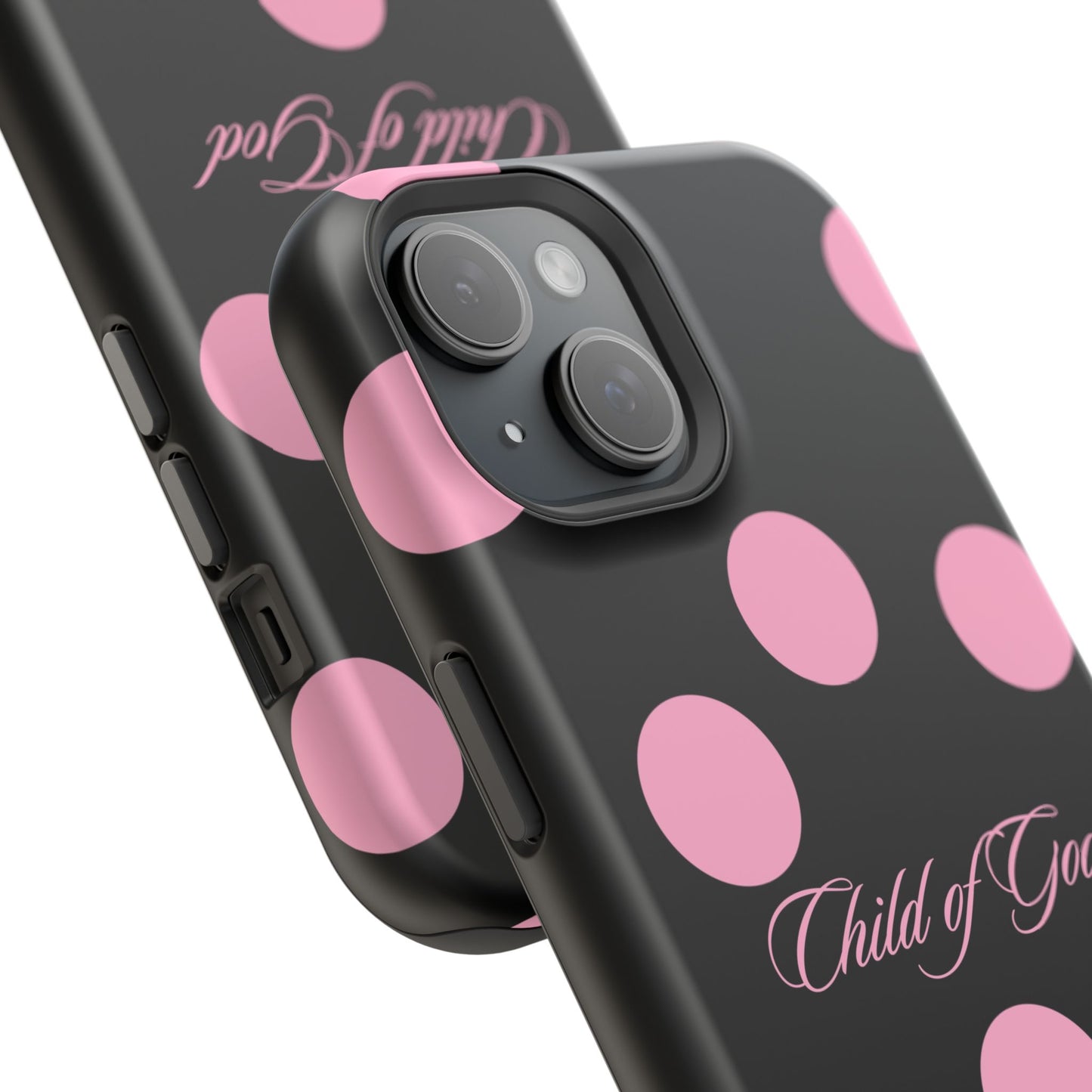 Child of God Pink and Black Polka Dot MagSafe Phone Case