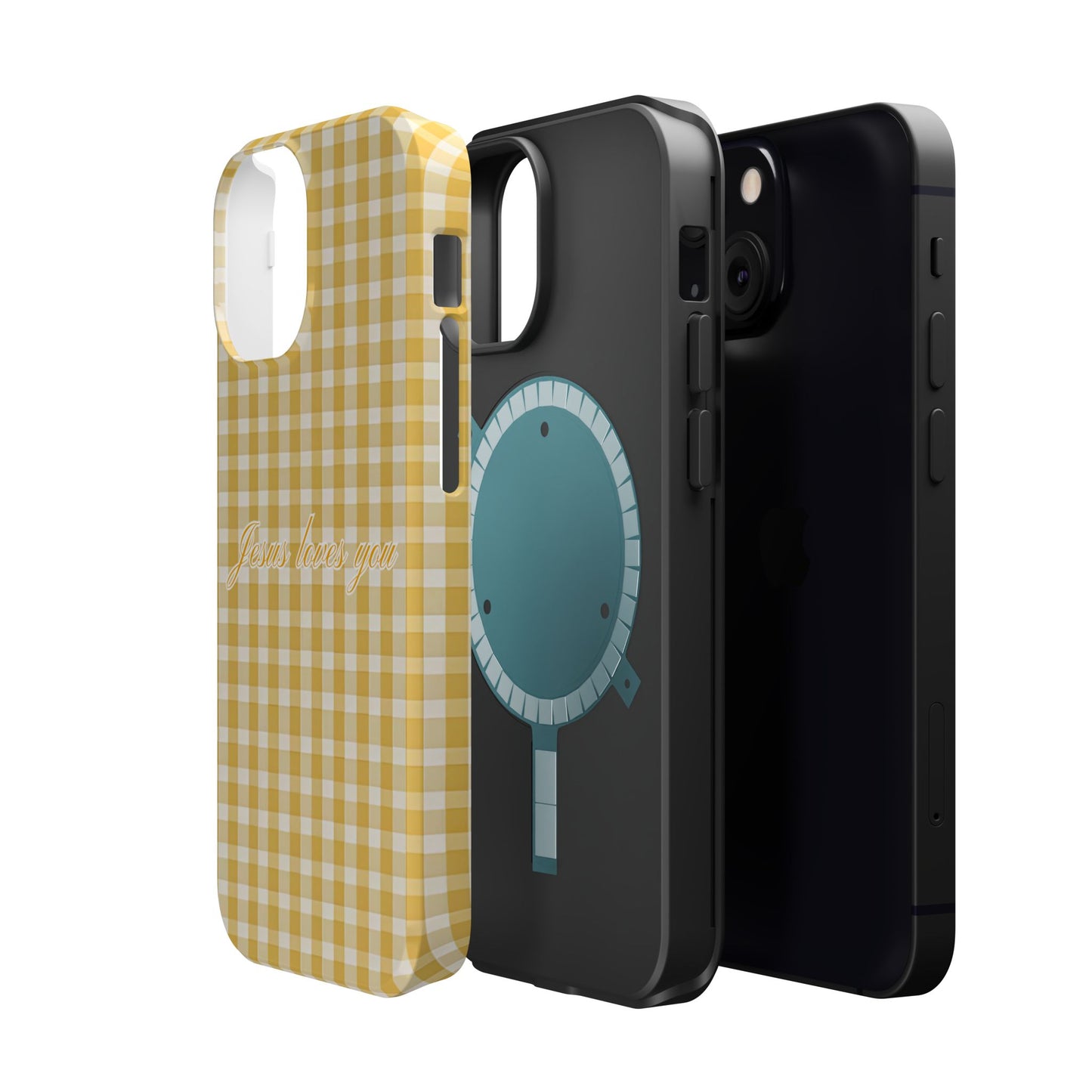 Jesus loves you Gingham Yellow Phone Case MagSafe