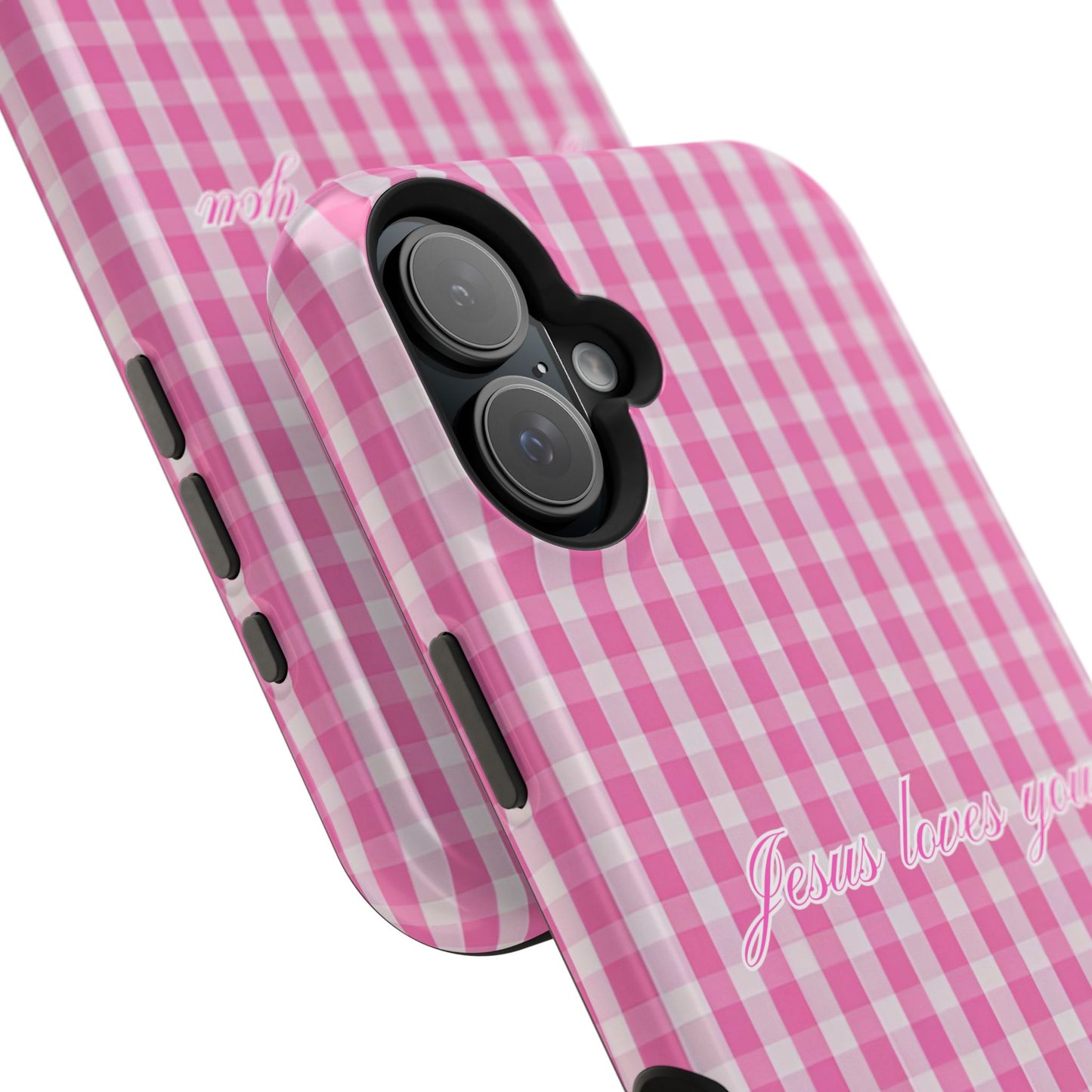 Jesus loves you Pink Gingham Phone Case MagSafe