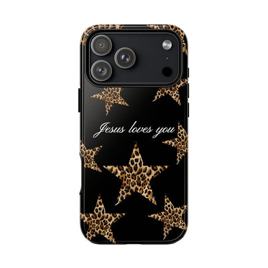 Jesus loves you Leopard Star phone case