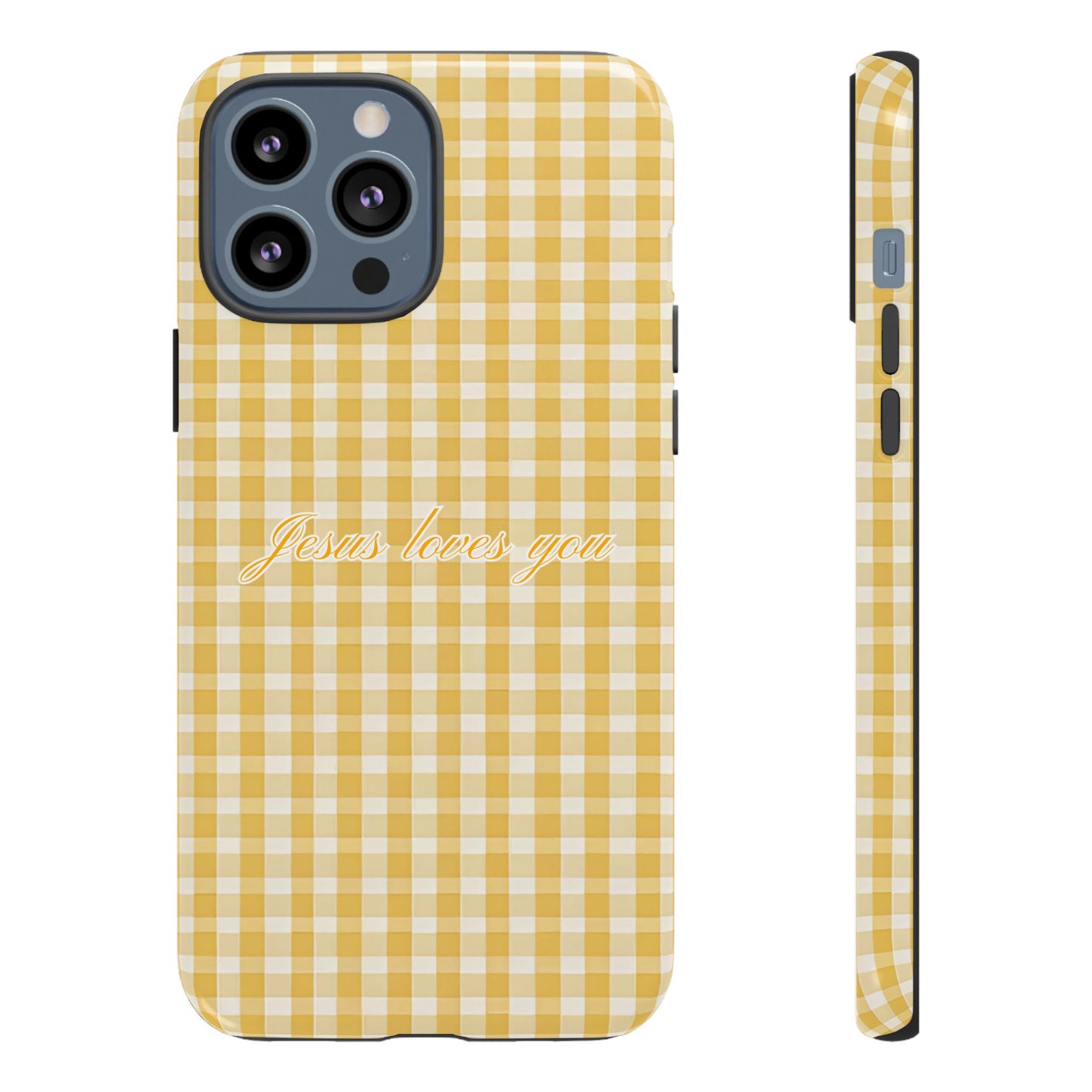 Jesus loves you Yellow Gingham Phone Case