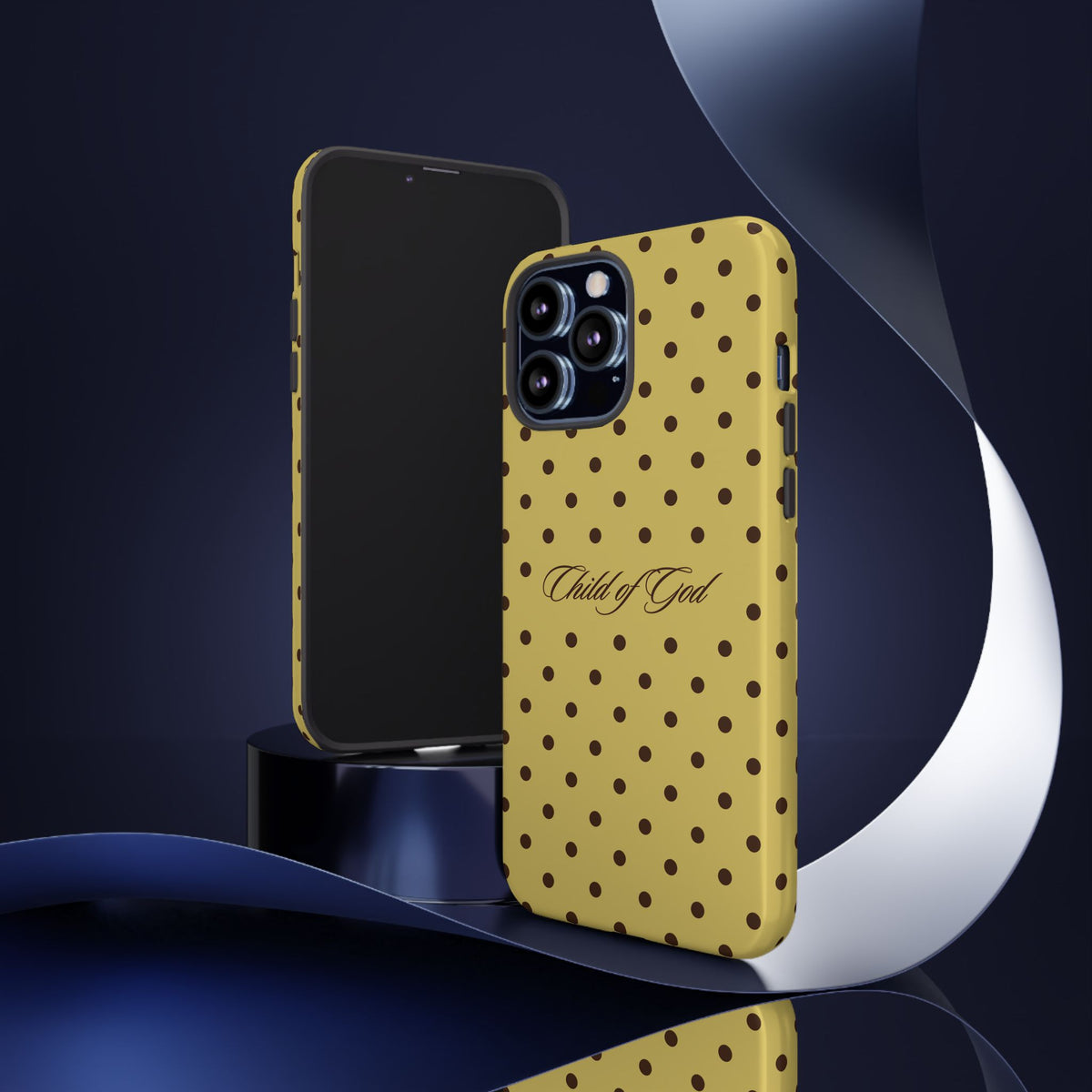 Child of God Brown & Yellow Polka Dot Phone Case