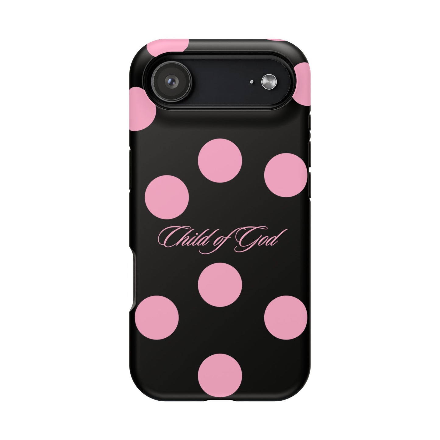 Child of God Pink and Black Polka Dot MagSafe Phone Case