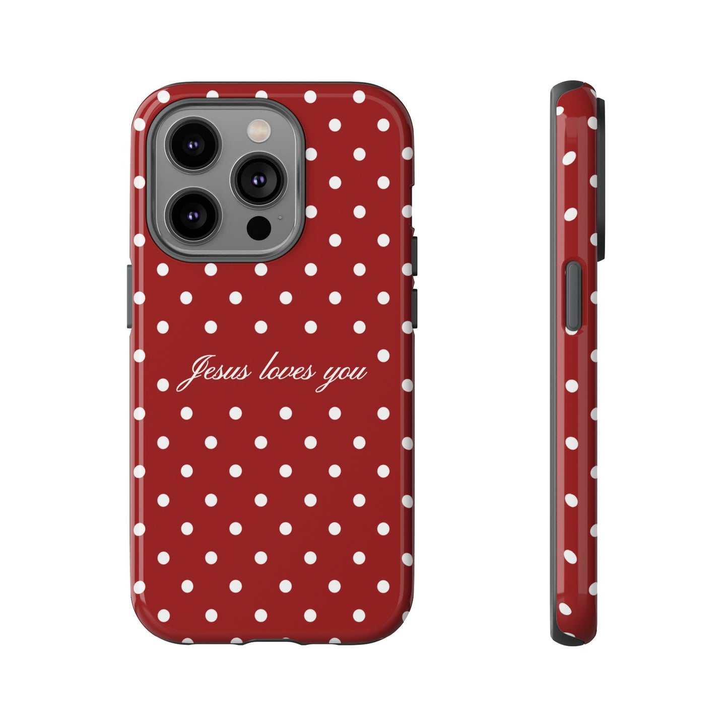 Jesus loves you Red Polka Dot Phone Case
