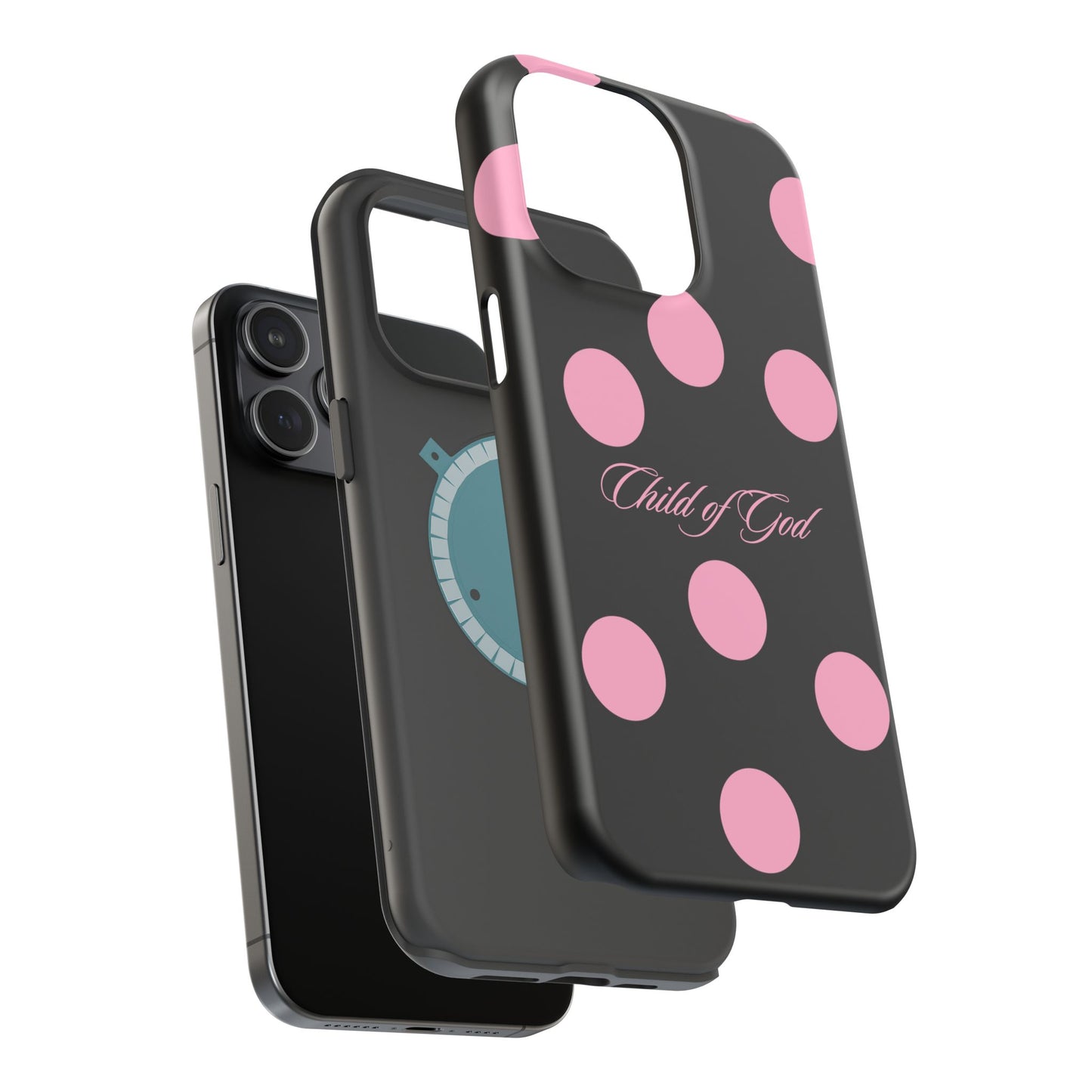Child of God Pink and Black Polka Dot MagSafe Phone Case