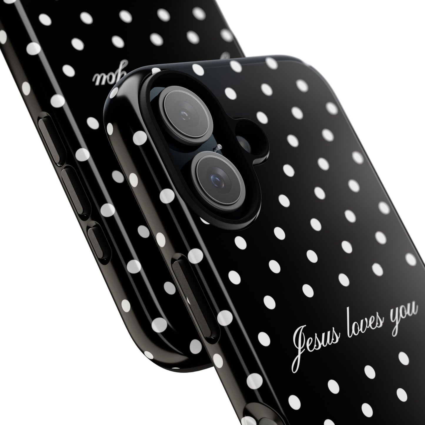 Jesus Loves You Black Polka Dot Phone Case