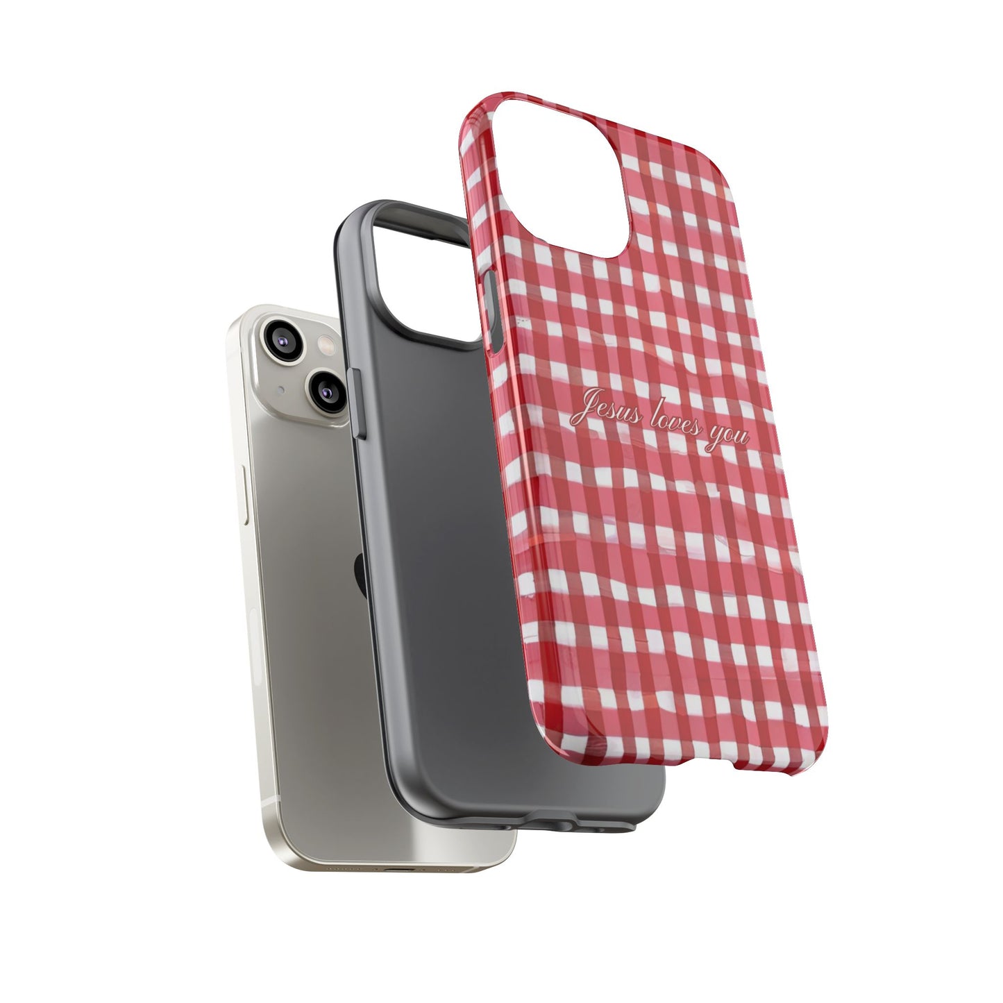 Jesus loves you Gingham phone case
