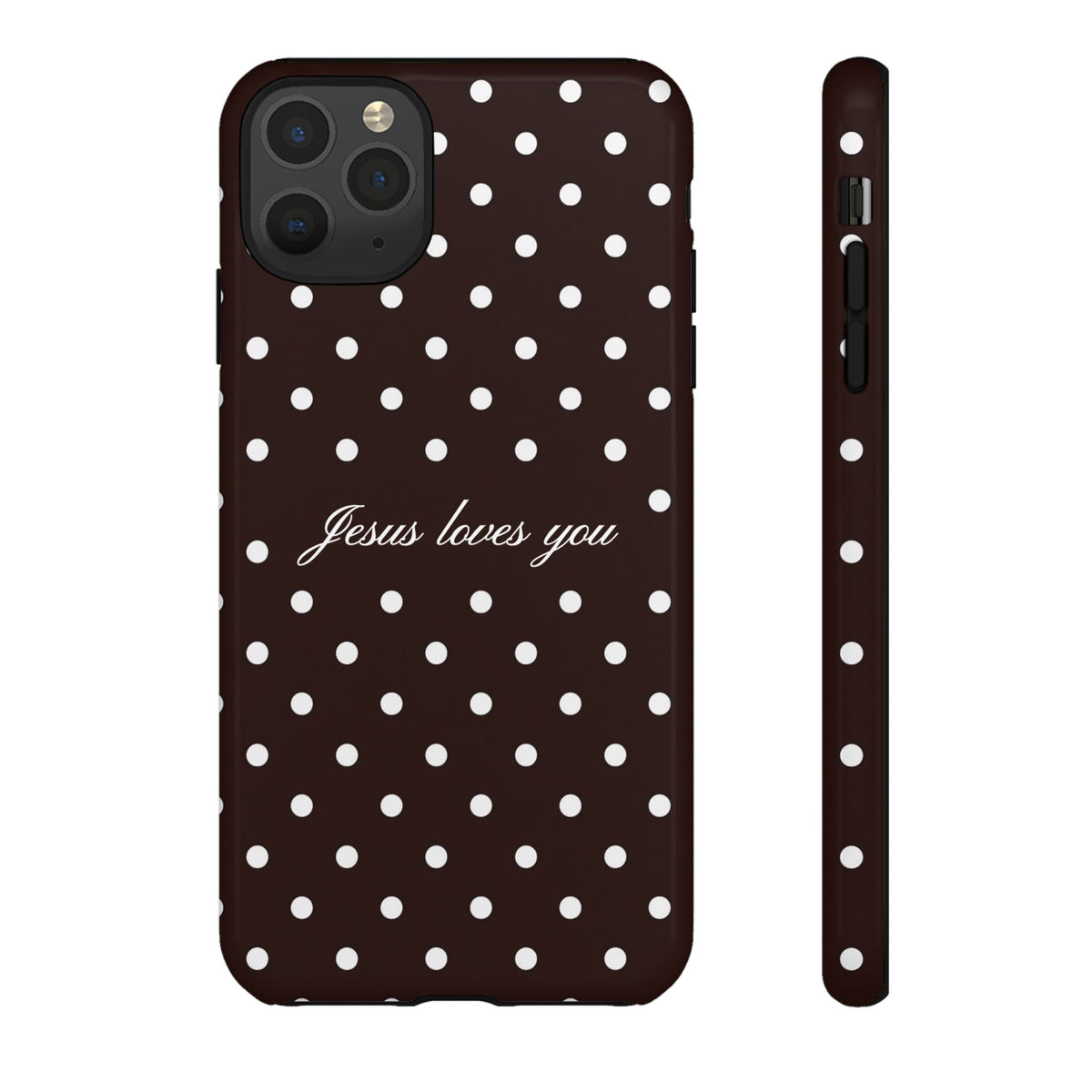Jesus loves you Espresso Polka Dot Phone Case