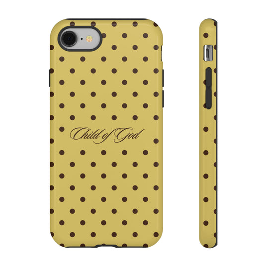 Child of God Brown & Yellow Polka Dot Phone Case