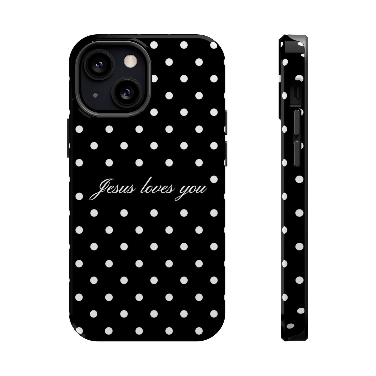 Jesus loves you Black Polka Dot Phone Case MagSafe
