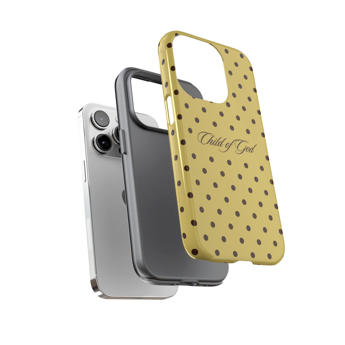 Child of God Brown & Yellow Polka Dot Phone Case