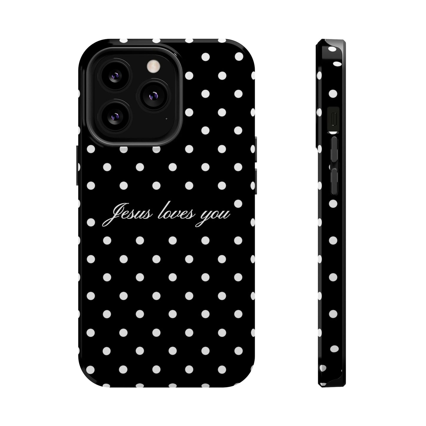 Jesus loves you Black Polka Dot Phone Case MagSafe