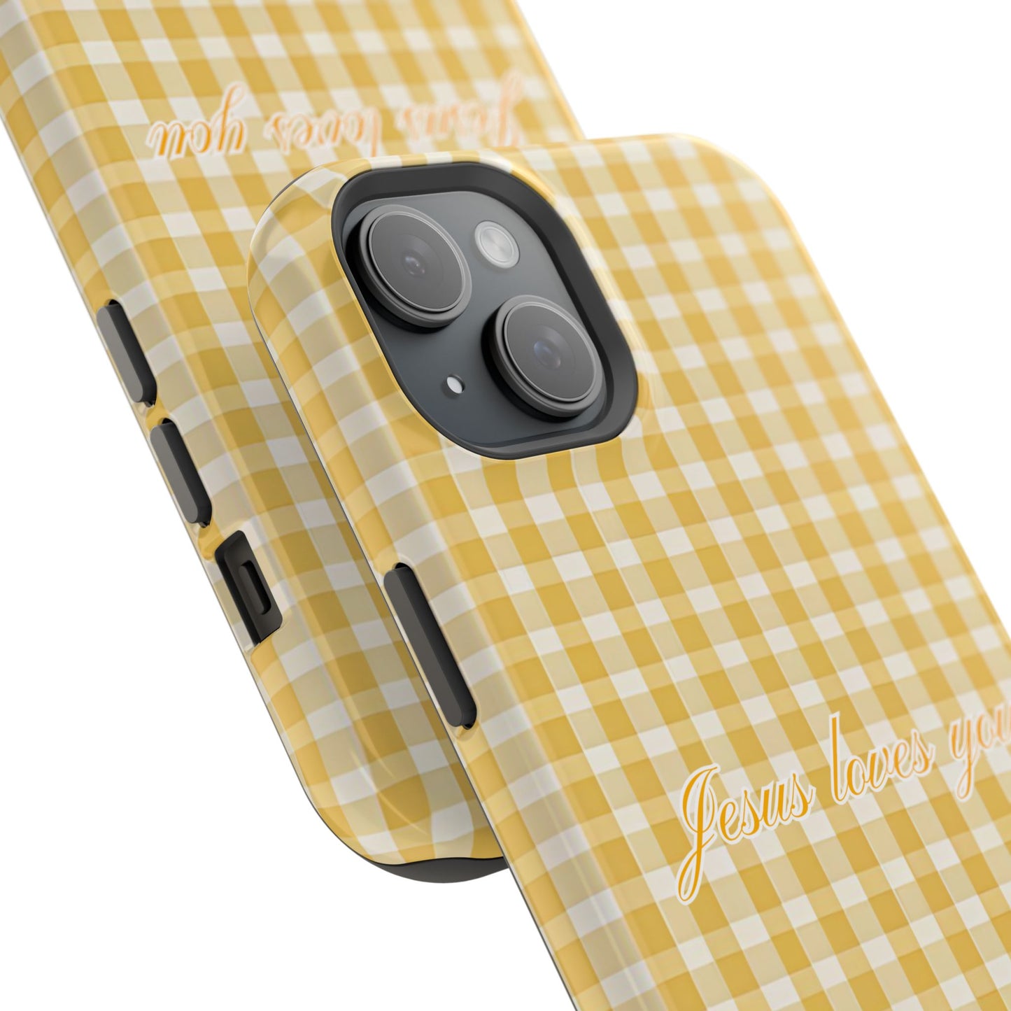 Jesus loves you Gingham Yellow Phone Case MagSafe