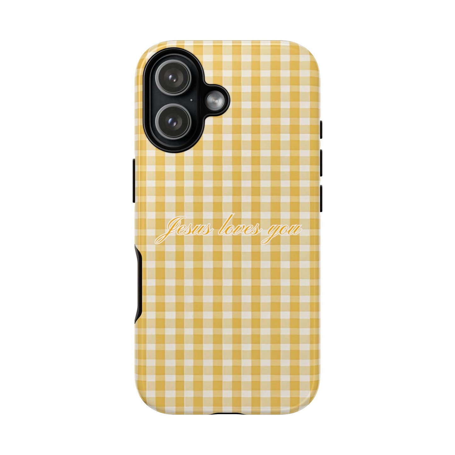 Jesus loves you Yellow Gingham Phone Case
