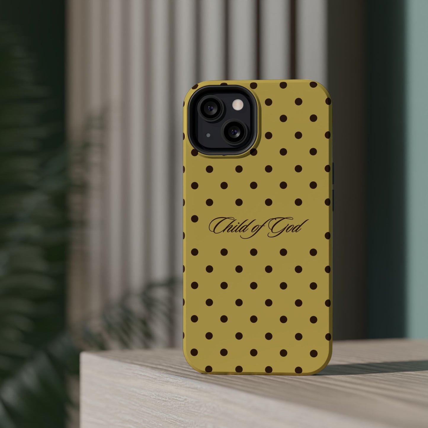 Child of God Yellow and Brown Polka Dot MagSafe Phone Case
