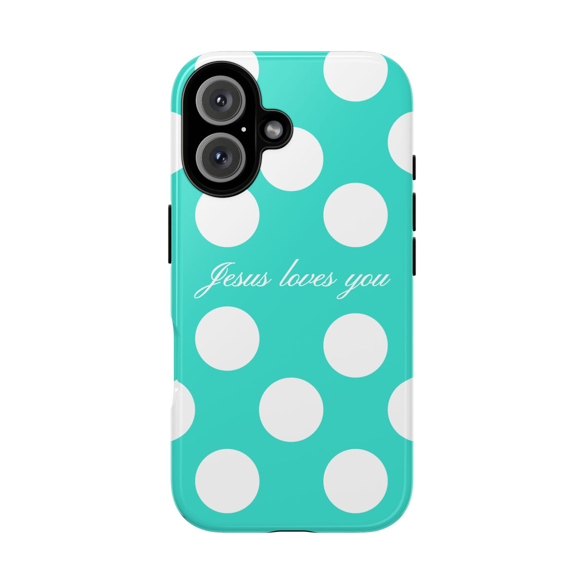 Jesus Loves You Turquoise Polka Dot Phone Case