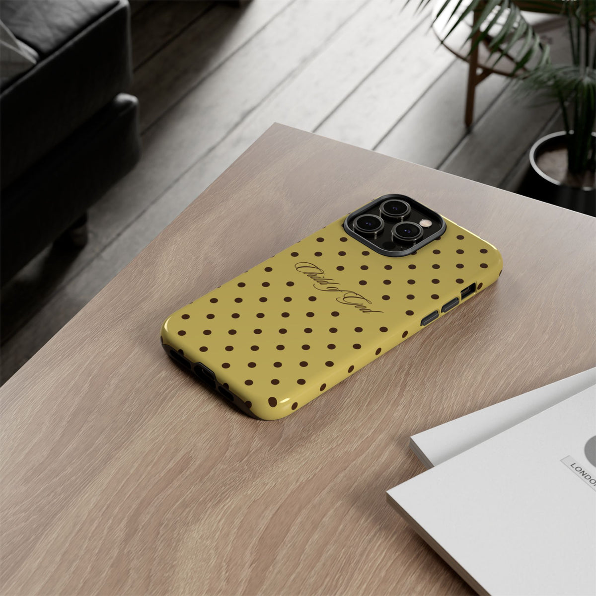 Child of God Brown & Yellow Polka Dot Phone Case