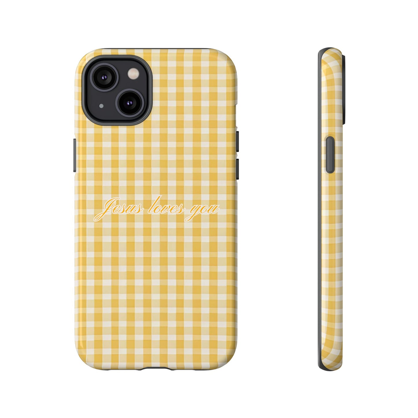 Jesus loves you Yellow Gingham Phone Case