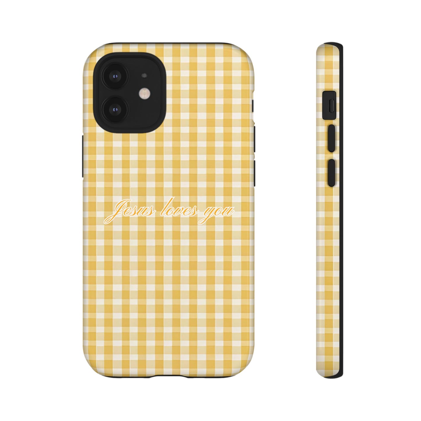 Jesus loves you Yellow Gingham Phone Case
