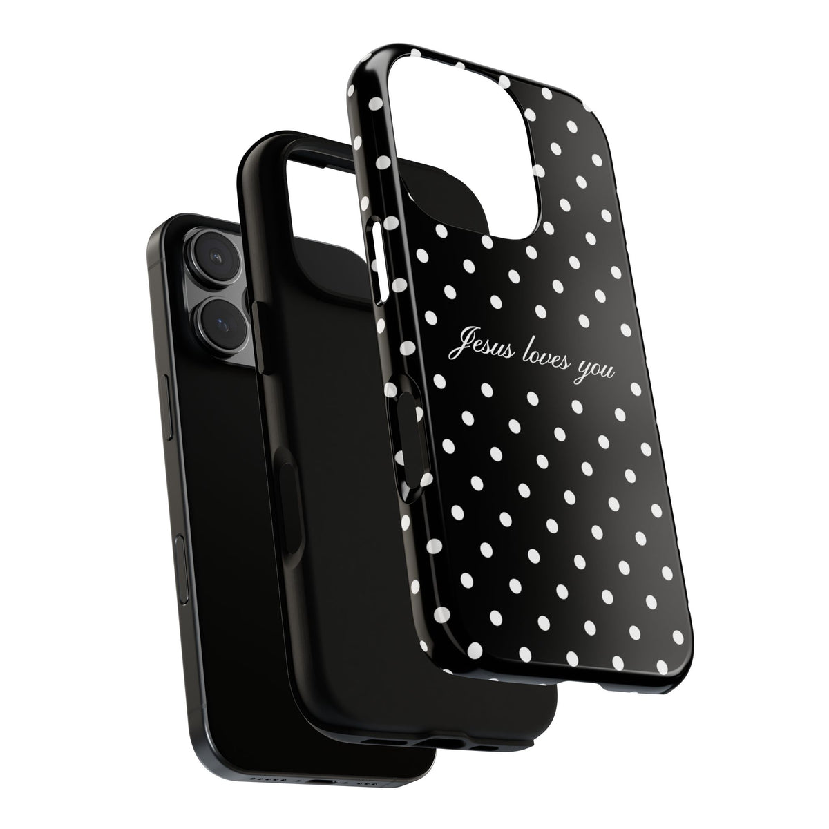 Jesus Loves You Black Polka Dot Phone Case