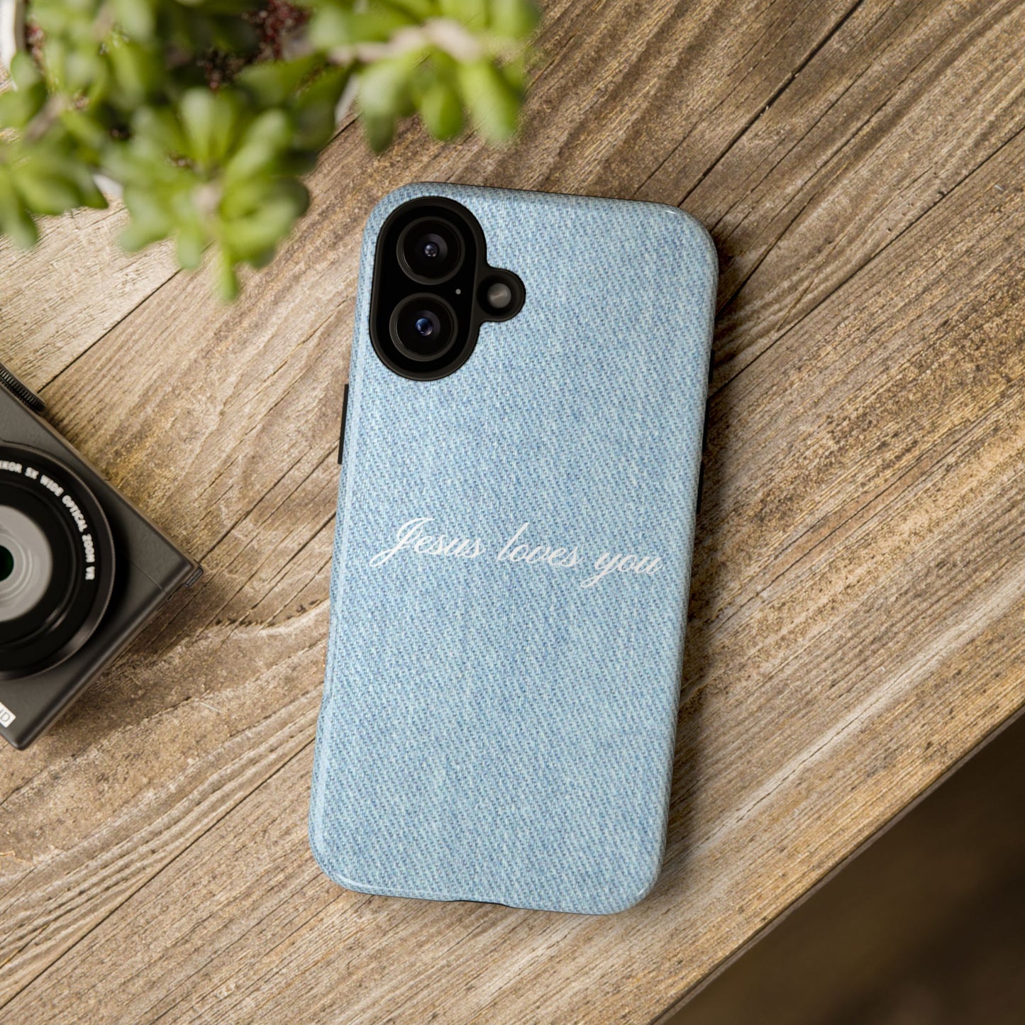 Jesus loves you Denim Phone Case