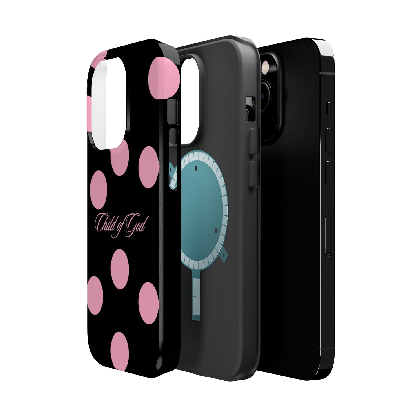 Child of God Pink and Black Polka Dot MagSafe Phone Case