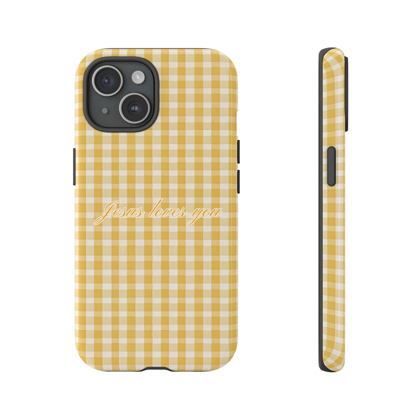 Jesus loves you Yellow Gingham Phone Case